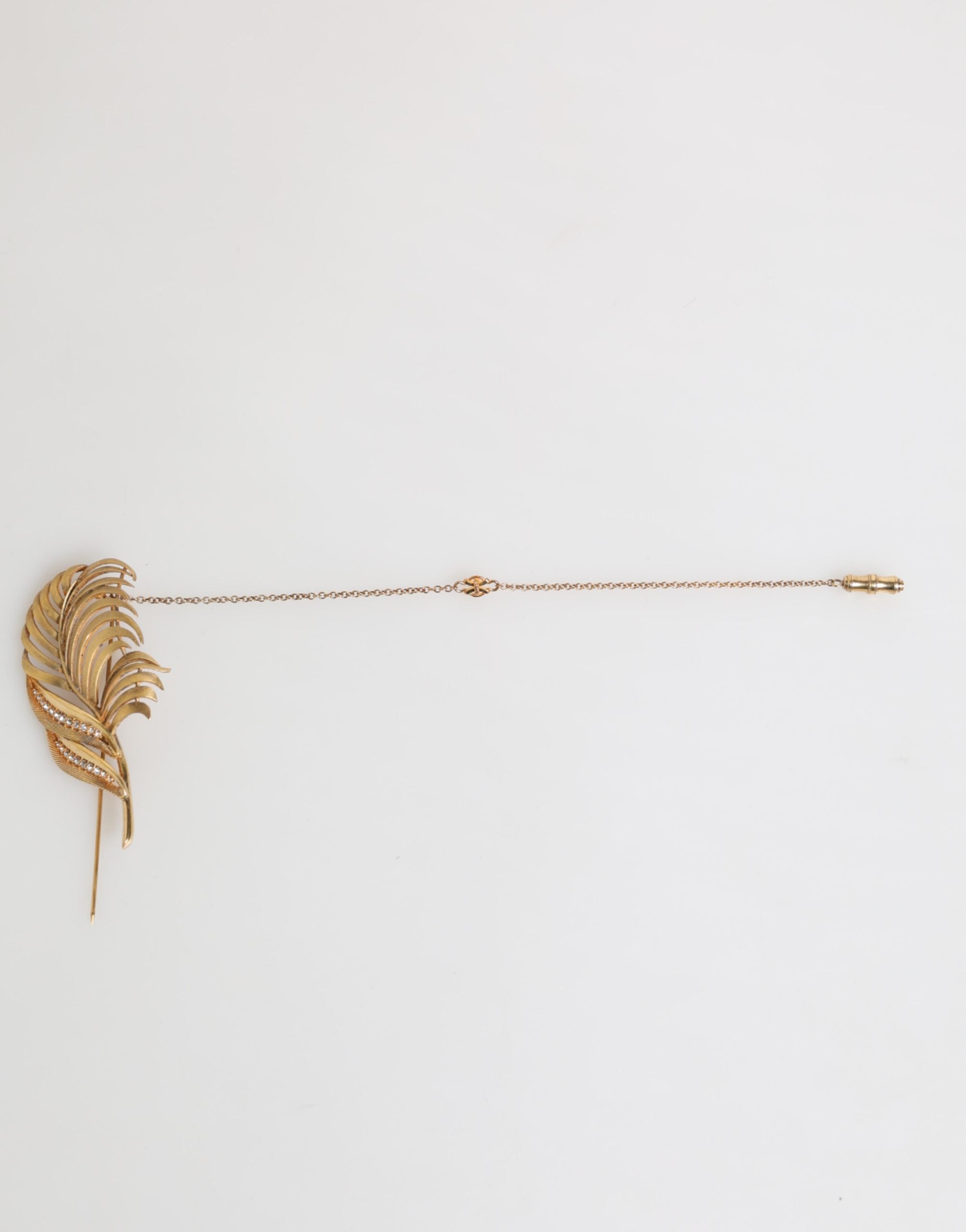 Dolce & Gabbana Gold Sterling Silver925 Leaf Embellished Lapel Pin Men's Brooch