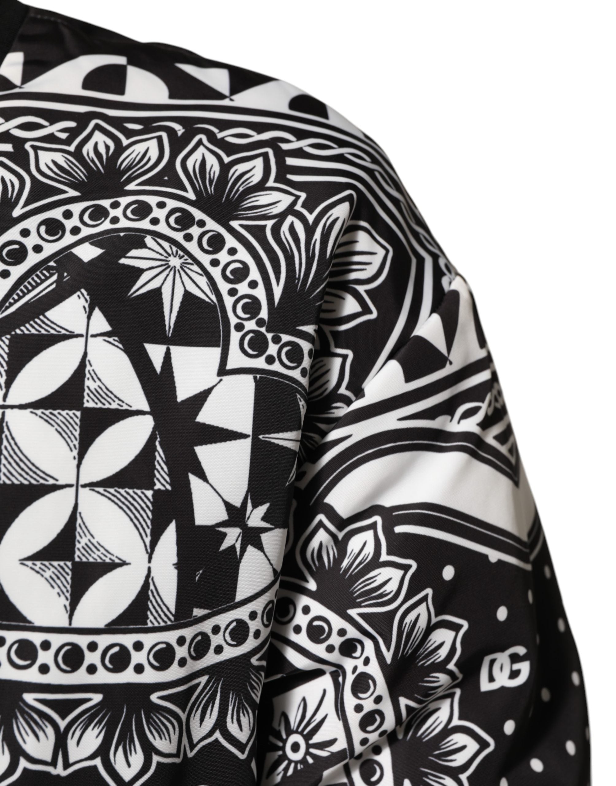 Dolce & Gabbana Black White BandanaPrint Men Bomber Men's Jacket