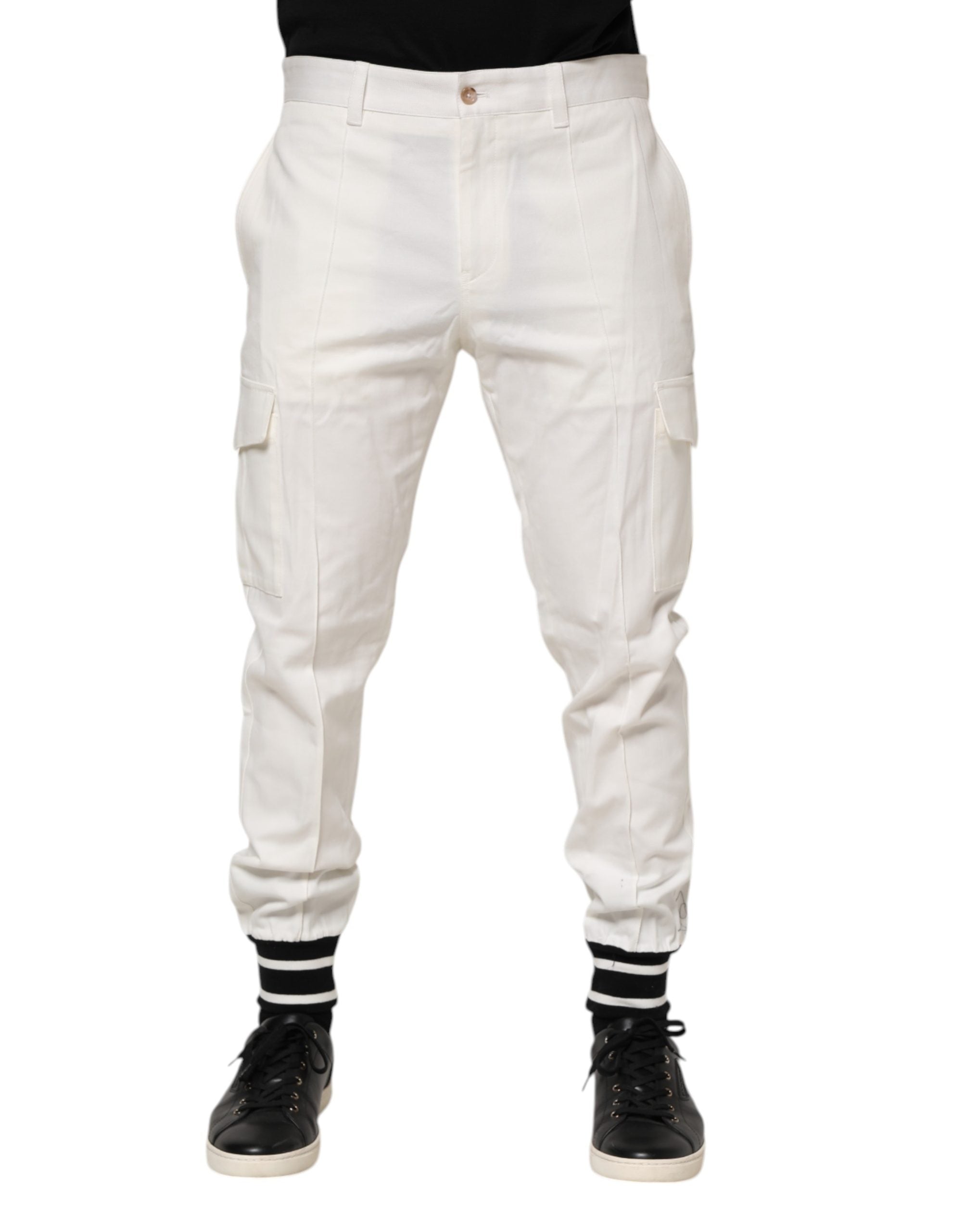 Dolce & Gabbana White Cotton Jogger Cargo Skinny Men Men's Pants (Pre-Owned)