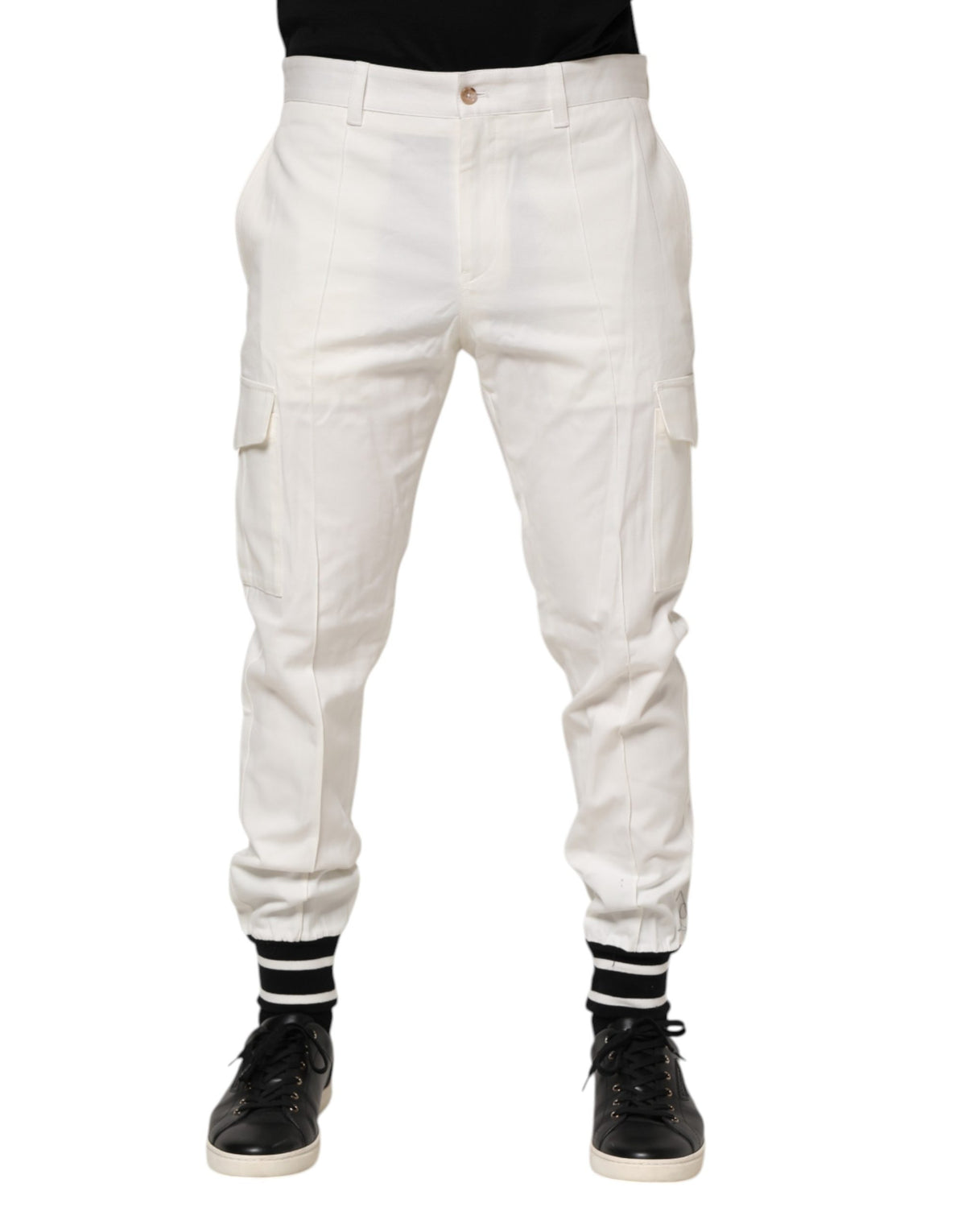 Dolce & Gabbana White Cotton Jogger Cargo Skinny Men Men's Pants (Pre-Owned)