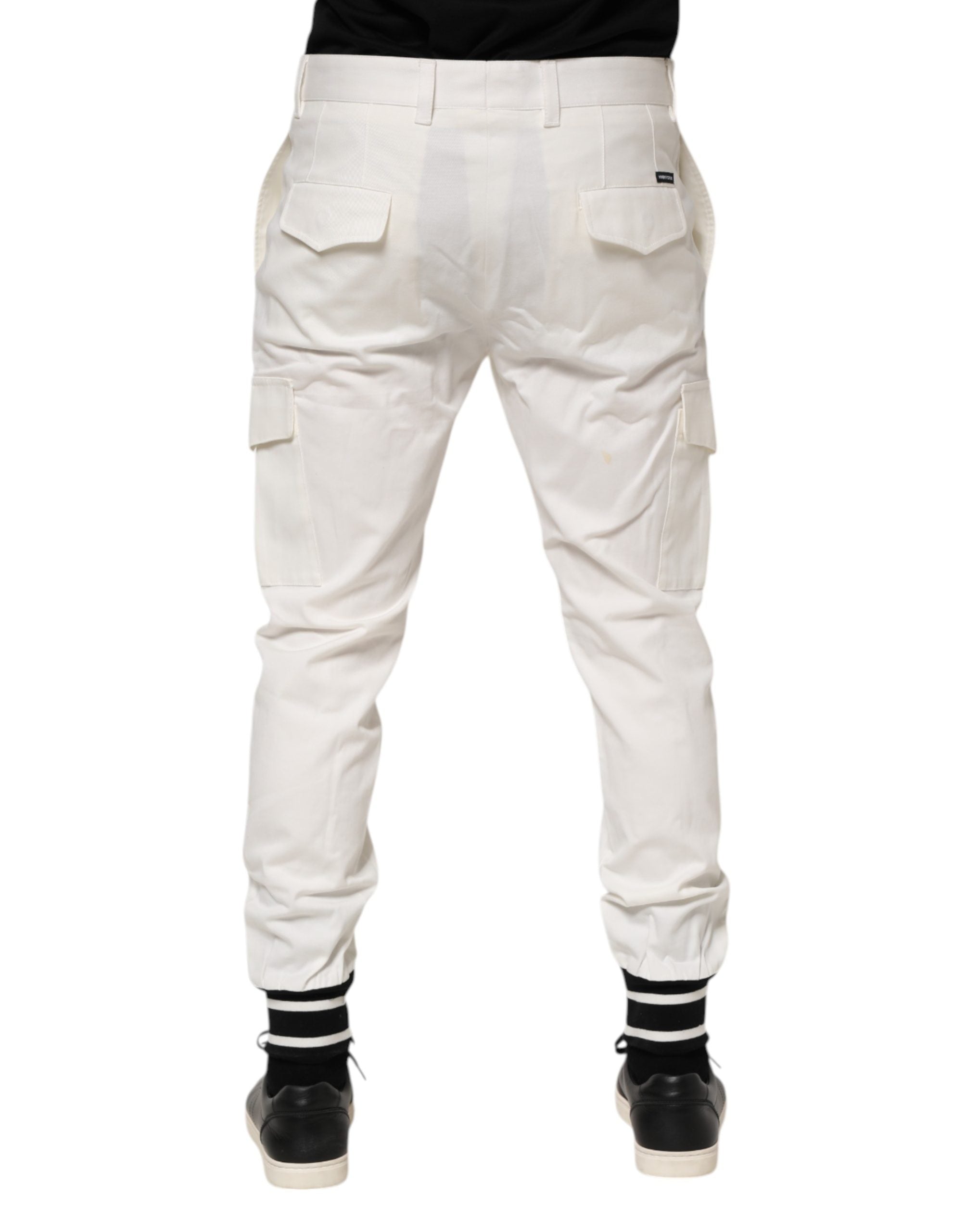 Dolce & Gabbana White Cotton Jogger Cargo Skinny Men Men's Pants (Pre-Owned)