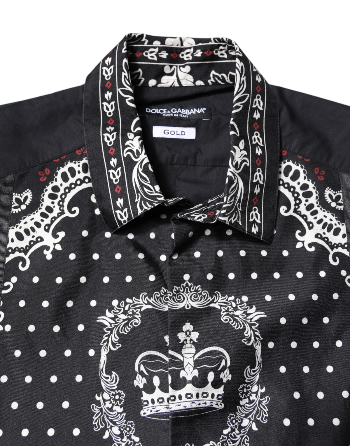 Dolce & Gabbana Black White Bandana GOLD Formal Dress Men's Shirt