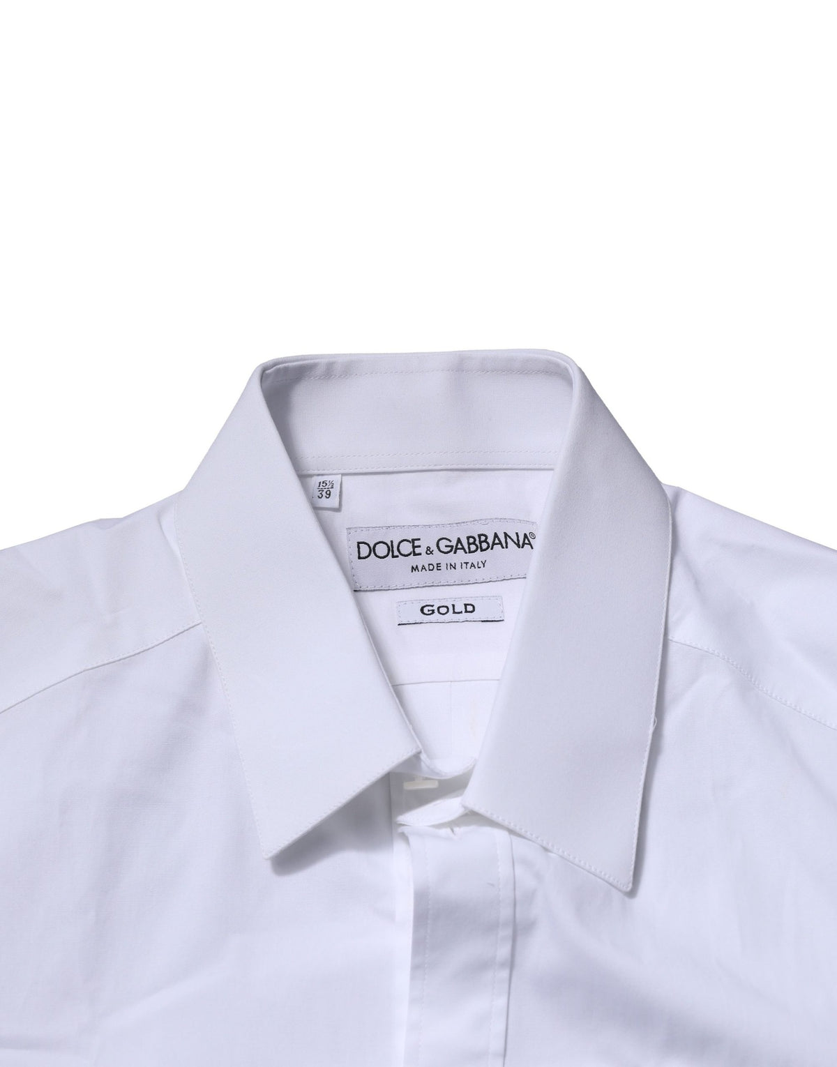Dolce & Gabbana White Cotton GOLD Long Sleeves Formal Men's Shirt (Pre-Owned)