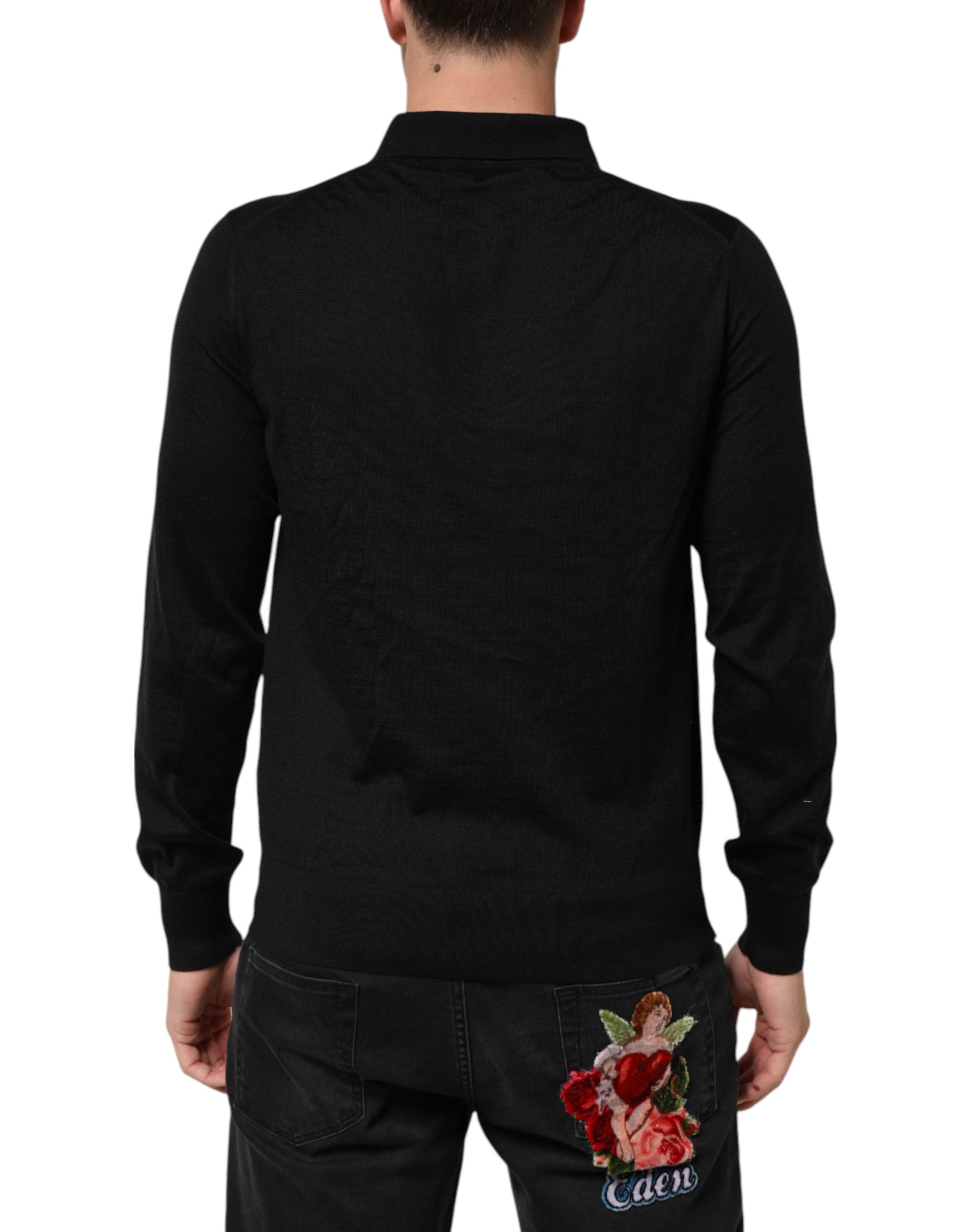 Dolce & Gabbana Black Crest Long Sleeve Men Pullover Men's Sweater