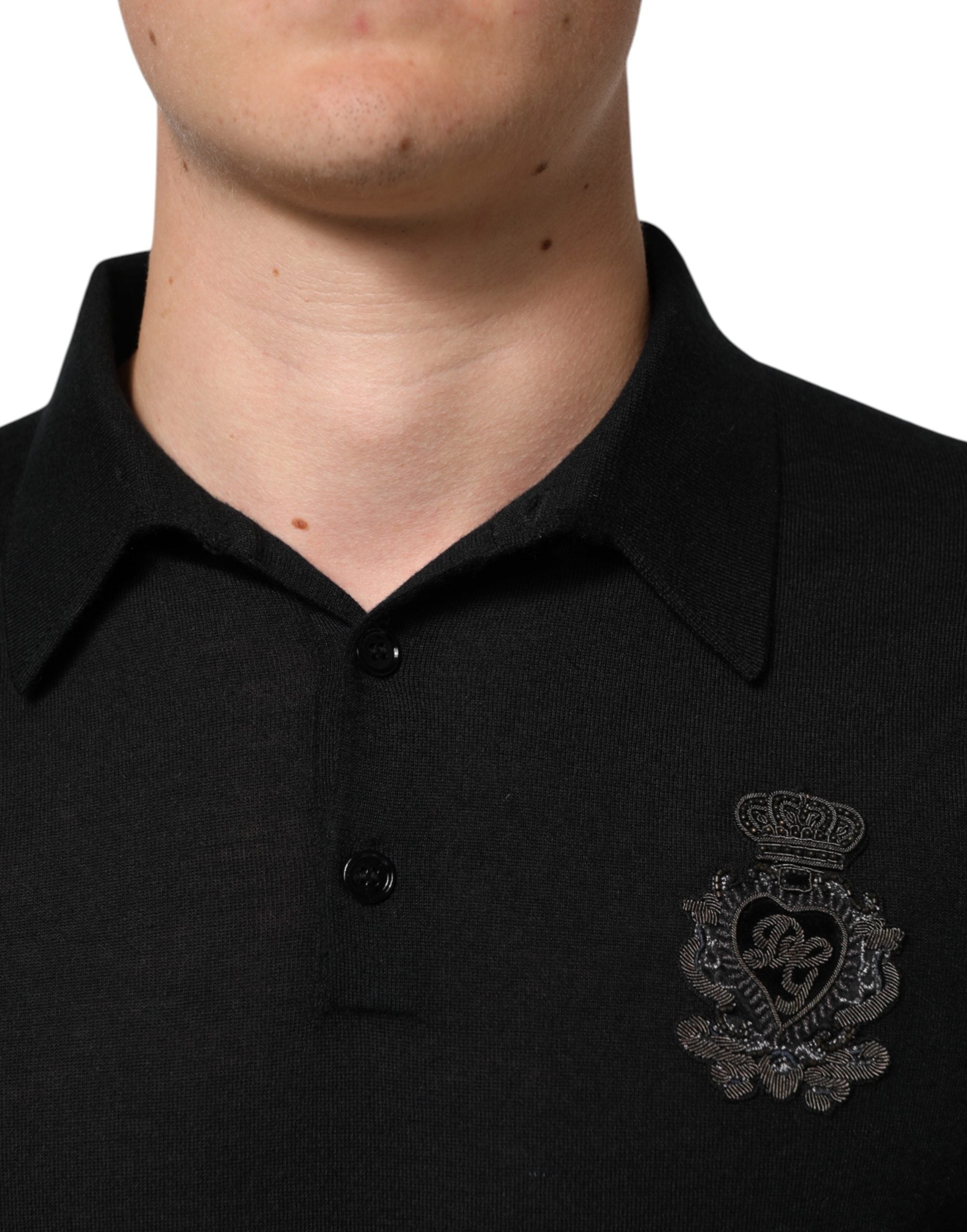 Dolce & Gabbana Black Crest Long Sleeve Men Pullover Men's Sweater