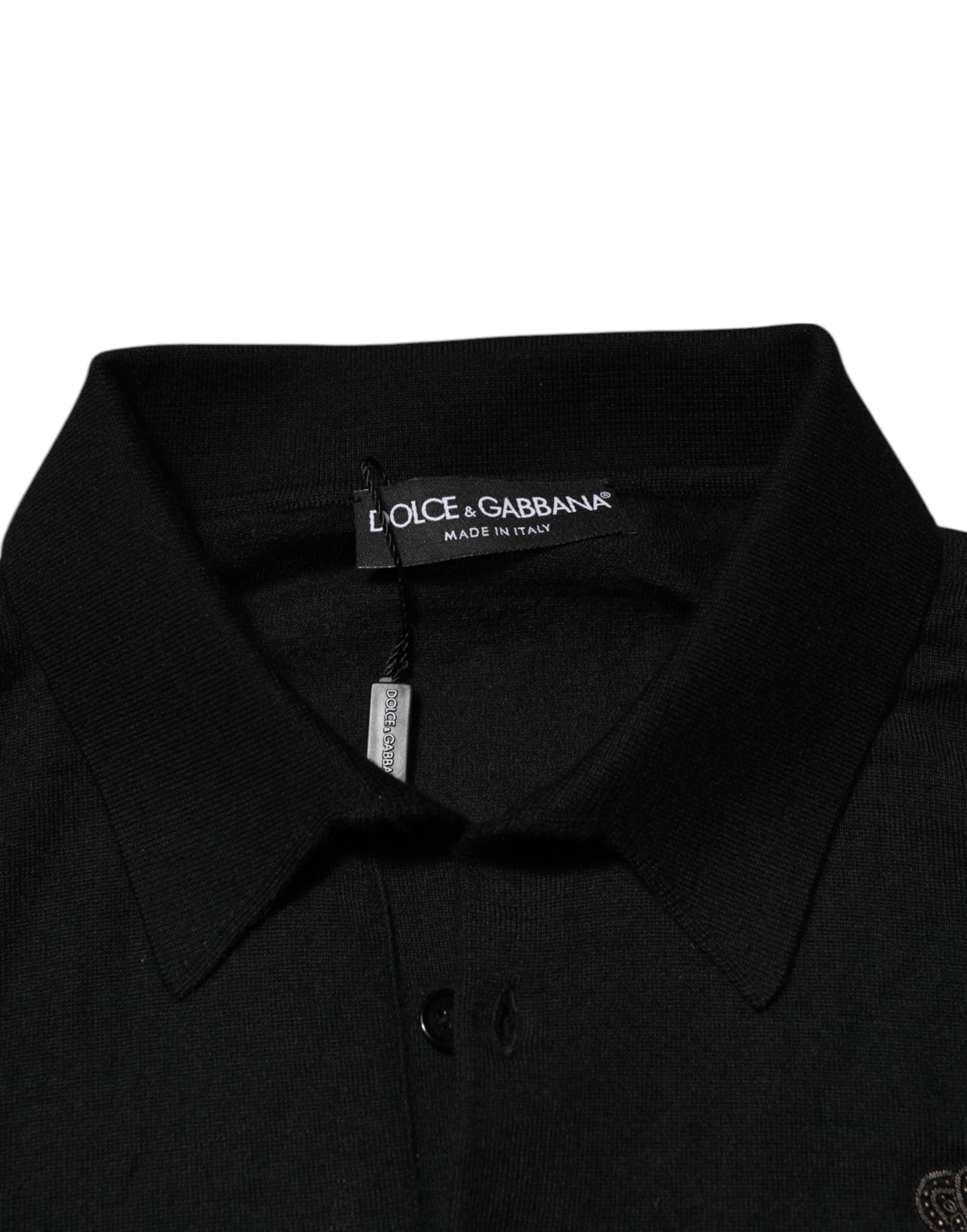 Dolce & Gabbana Black Crest Long Sleeve Men Pullover Men's Sweater