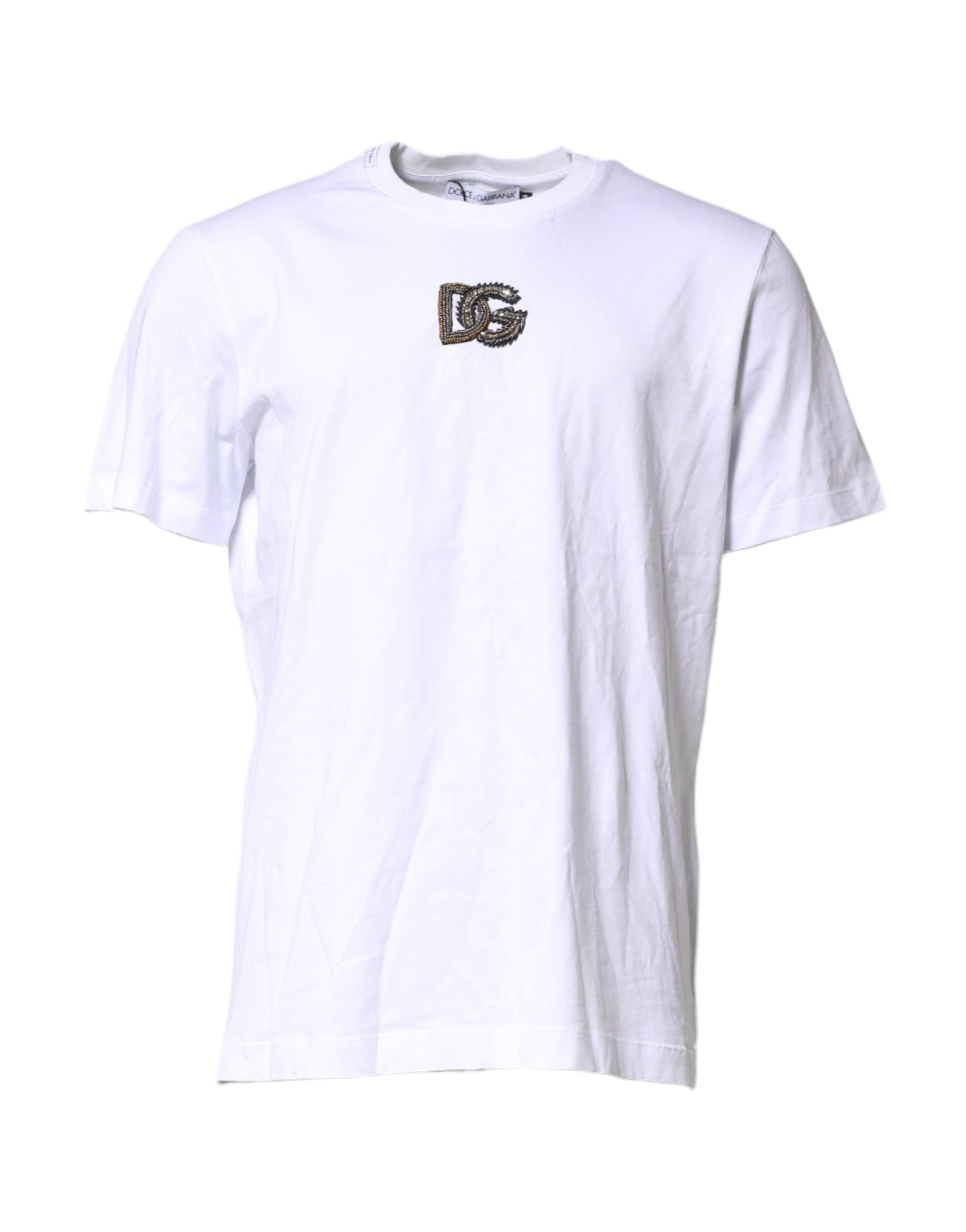 Dolce & Gabbana White Cotton DG Logo Embroidery Men Men's T-shirt