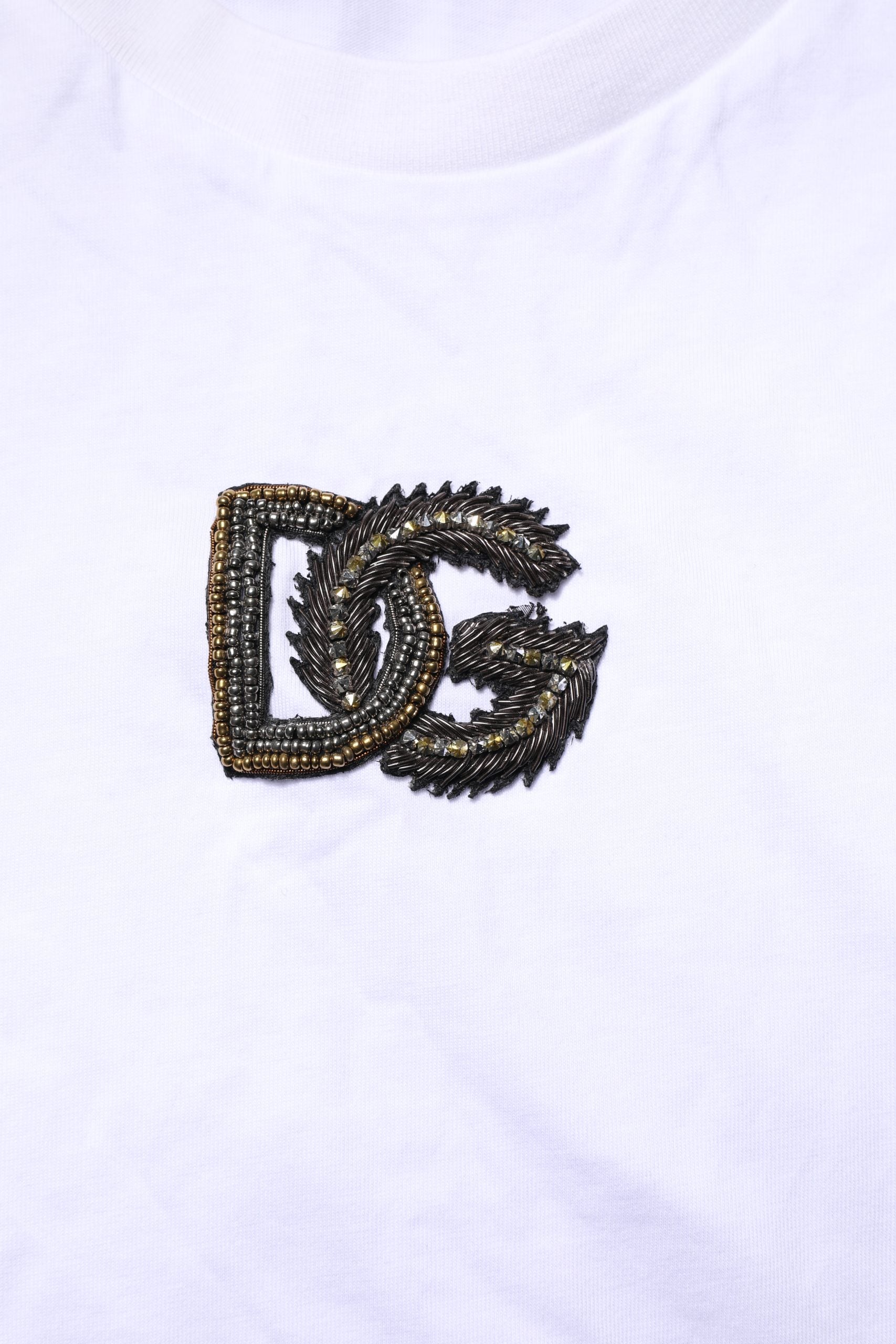 Dolce & Gabbana White Cotton DG Logo Embroidery Men Men's T-shirt