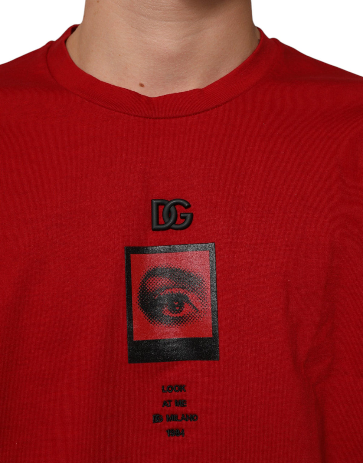 Dolce & Gabbana Red DG Eye Print Cotton Crew Neck Men's T-shirt (Pre-Owned)