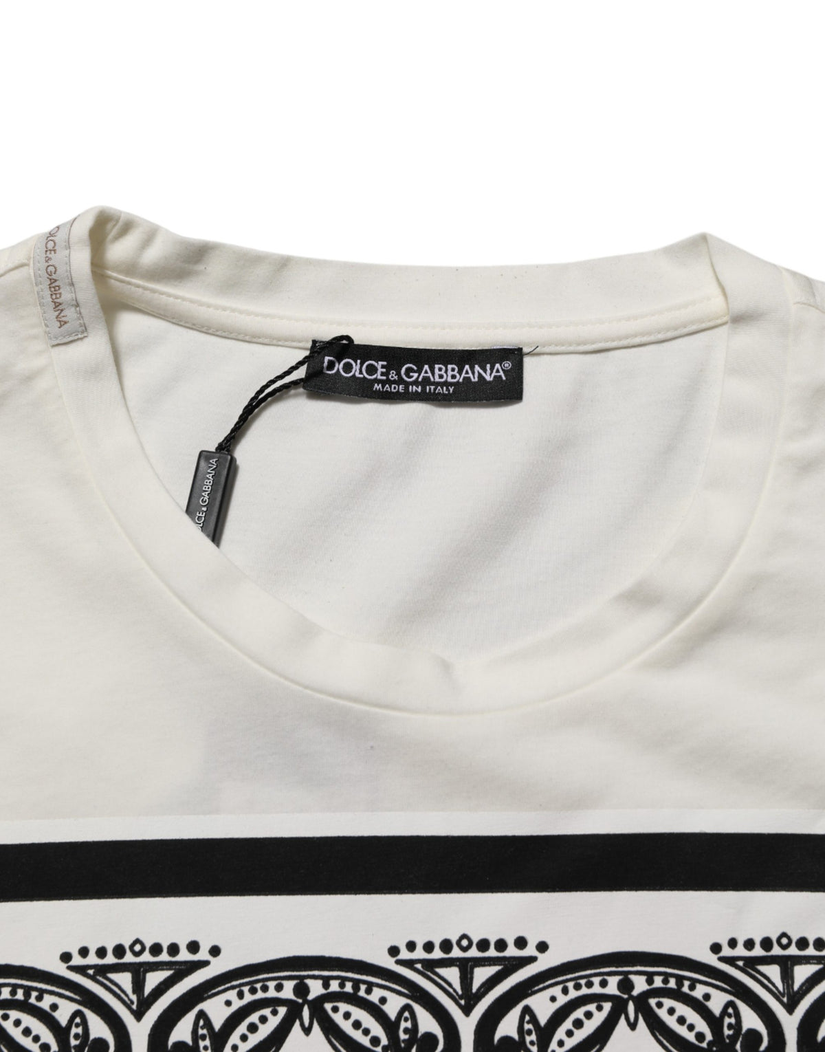 Dolce & Gabbana White Cotton Bandana Print CrewNeck Men's T-shirt (Pre-Owned)