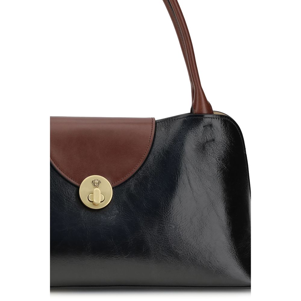 Versace Black Calf Leather Bos Taurus Shoulder Women's Bag
