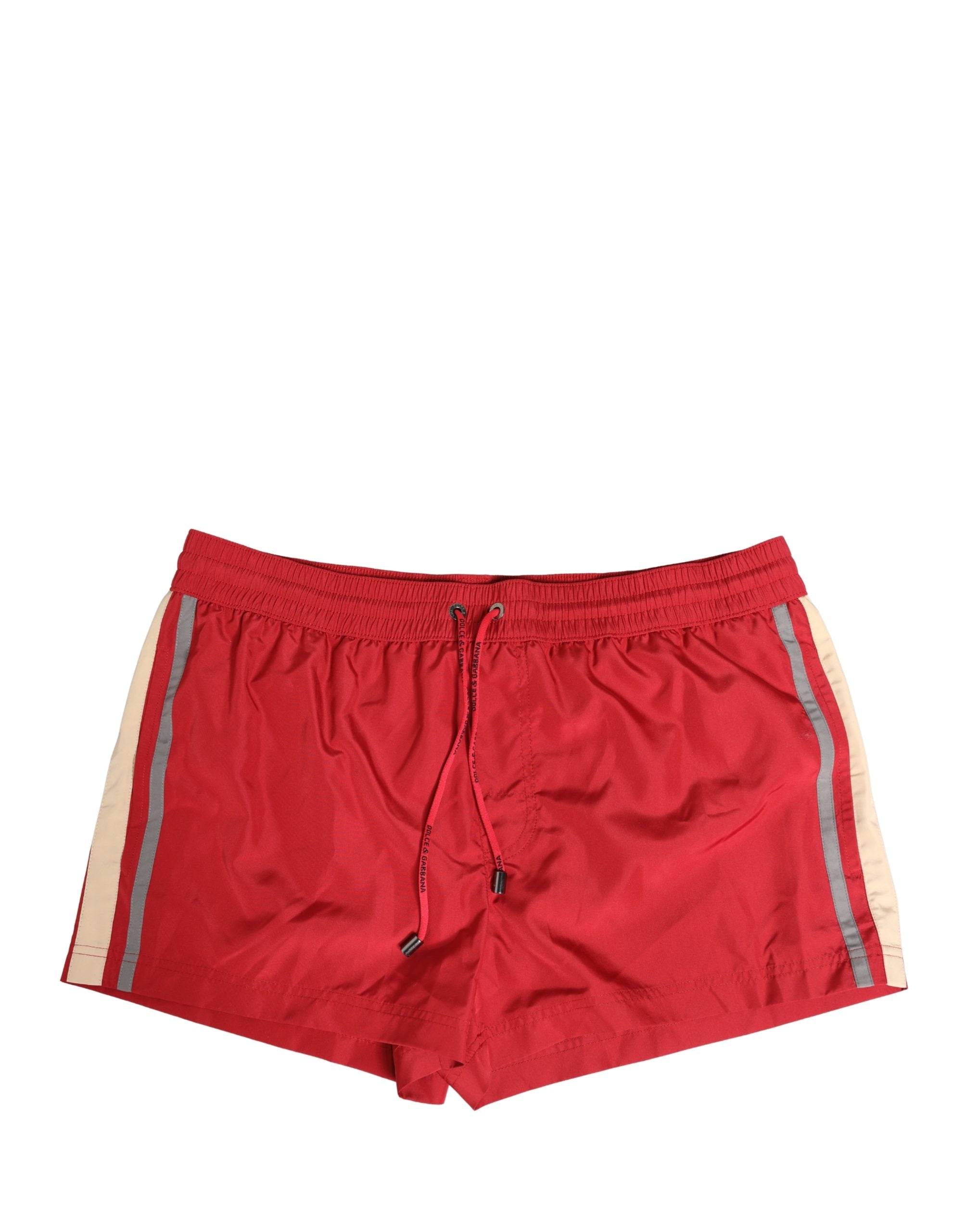 Dolce & Gabbana Red Polyester Men Drawstring Shorts Men's Swimwear