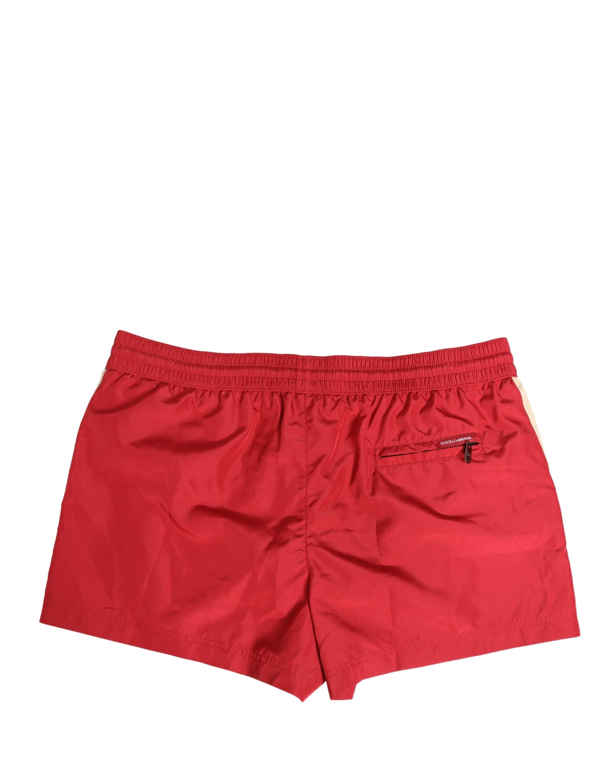 Dolce & Gabbana Red Polyester Men Drawstring Shorts Men's Swimwear