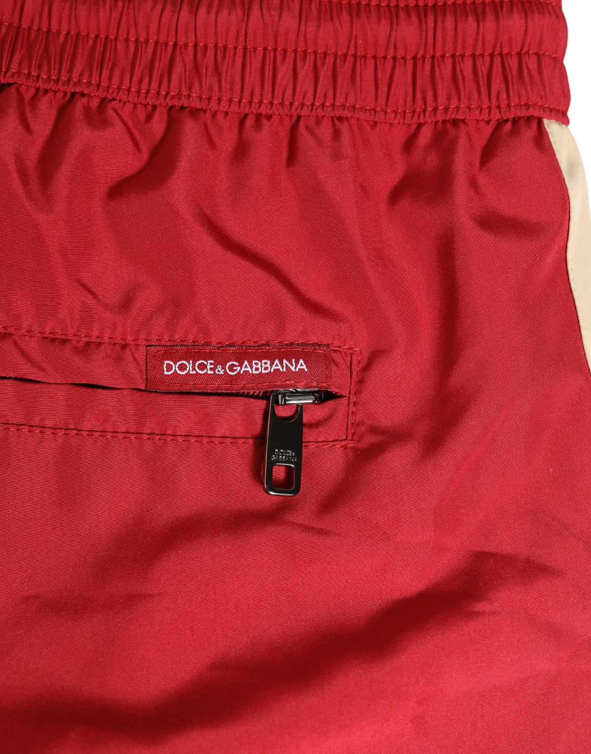 Dolce & Gabbana Red Polyester Men Drawstring Shorts Men's Swimwear