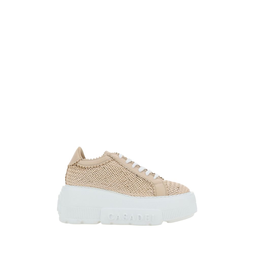 Casadei Beige Other Fibres Platform Women's Sneakers