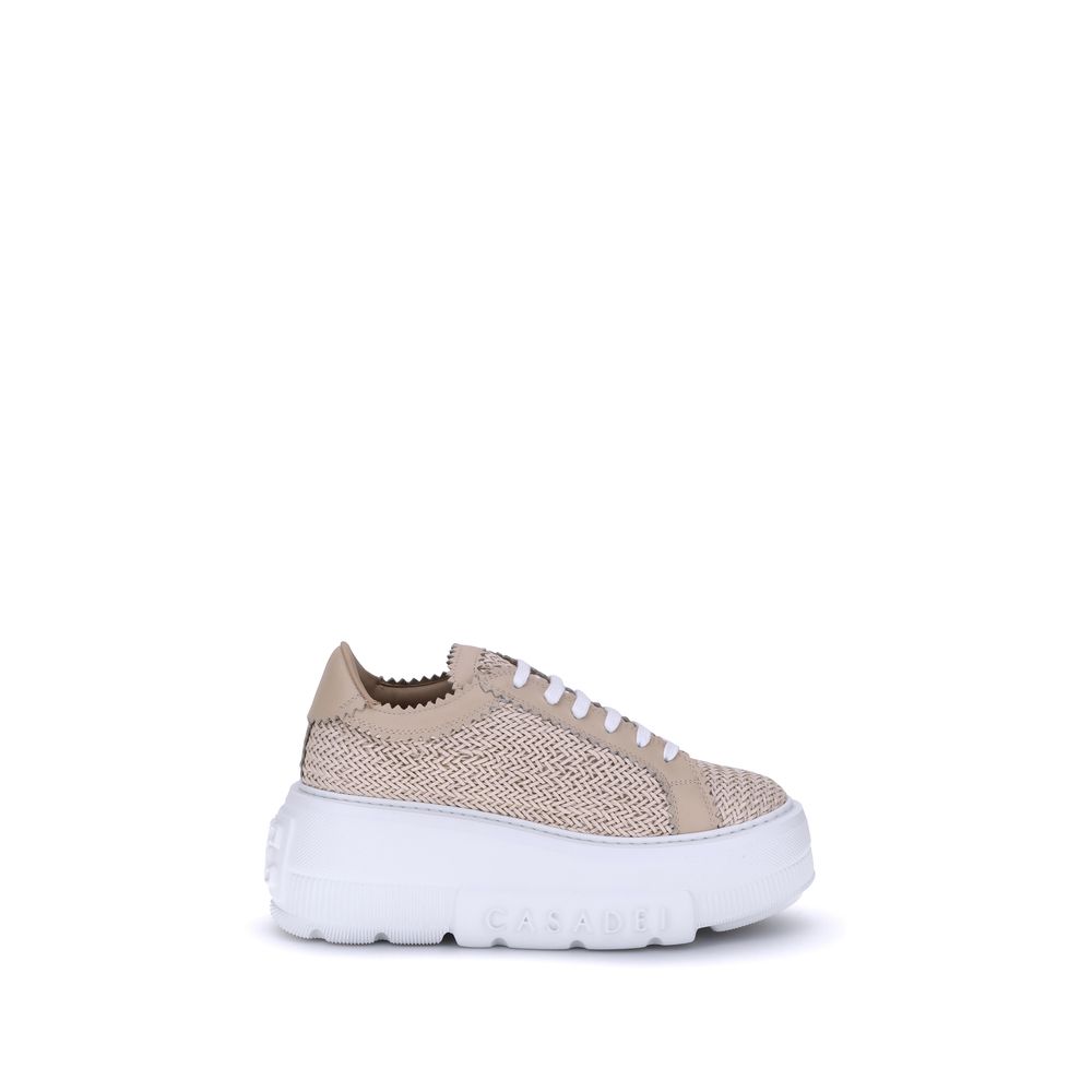 Casadei Beige Other Fibres Platform Women's Sneakers