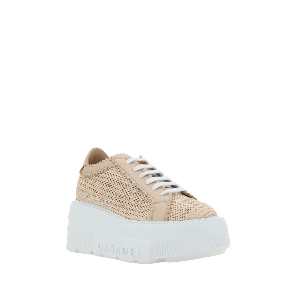 Casadei Beige Other Fibres Platform Women's Sneakers