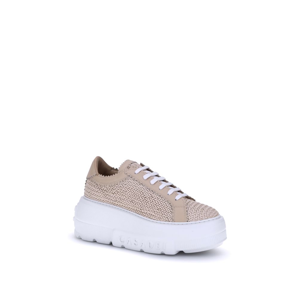 Casadei Beige Other Fibres Platform Women's Sneakers