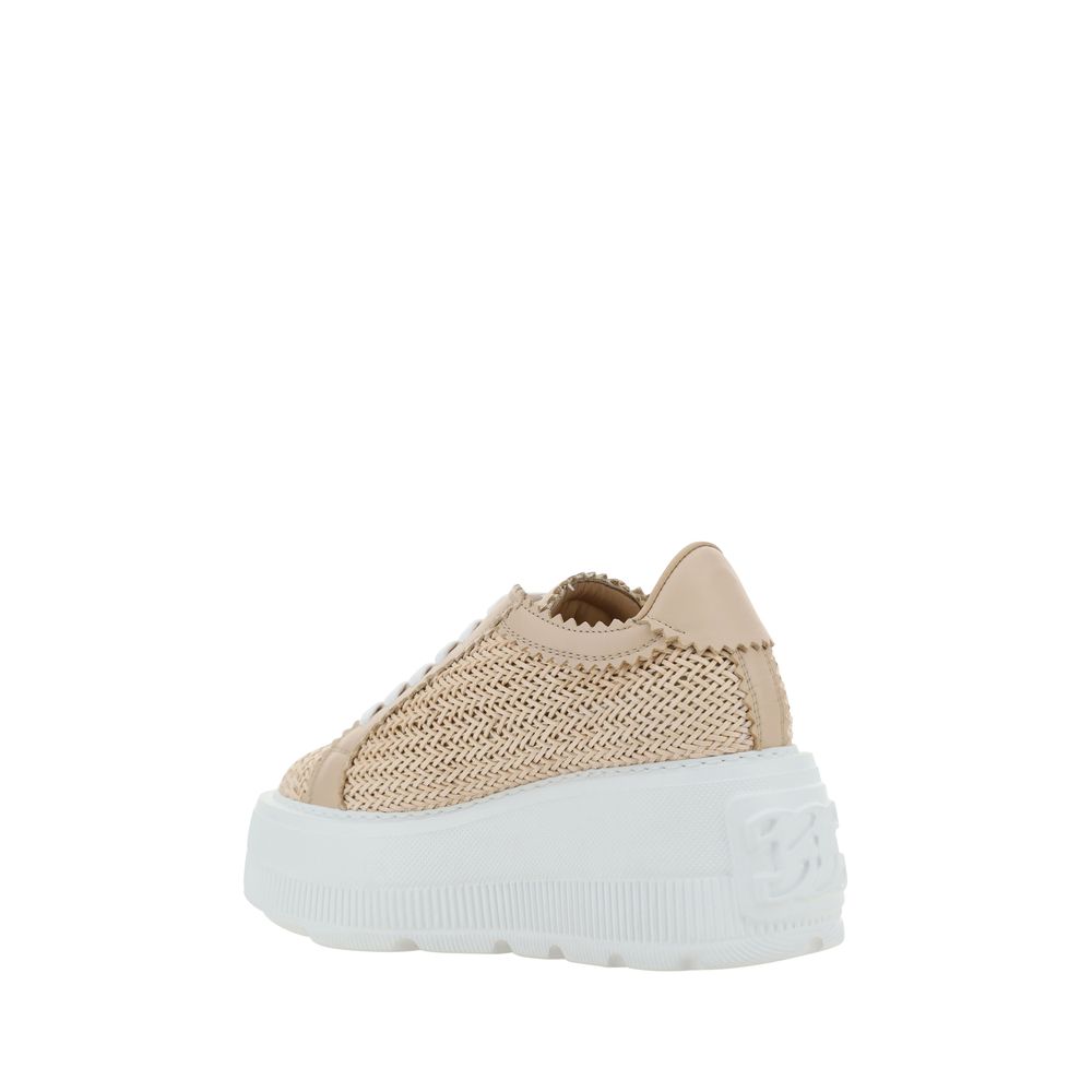 Casadei Beige Other Fibres Platform Women's Sneakers