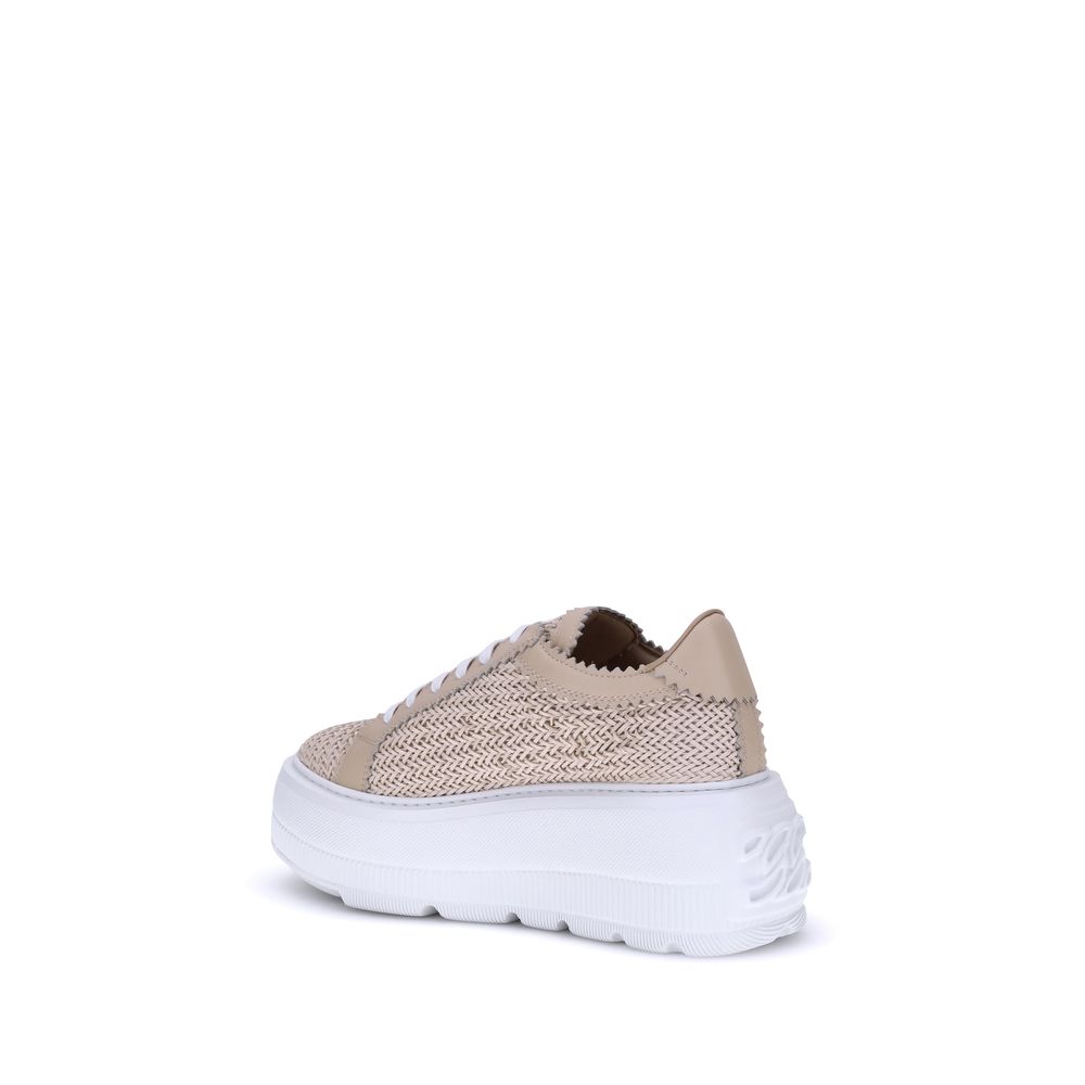 Casadei Beige Other Fibres Platform Women's Sneakers