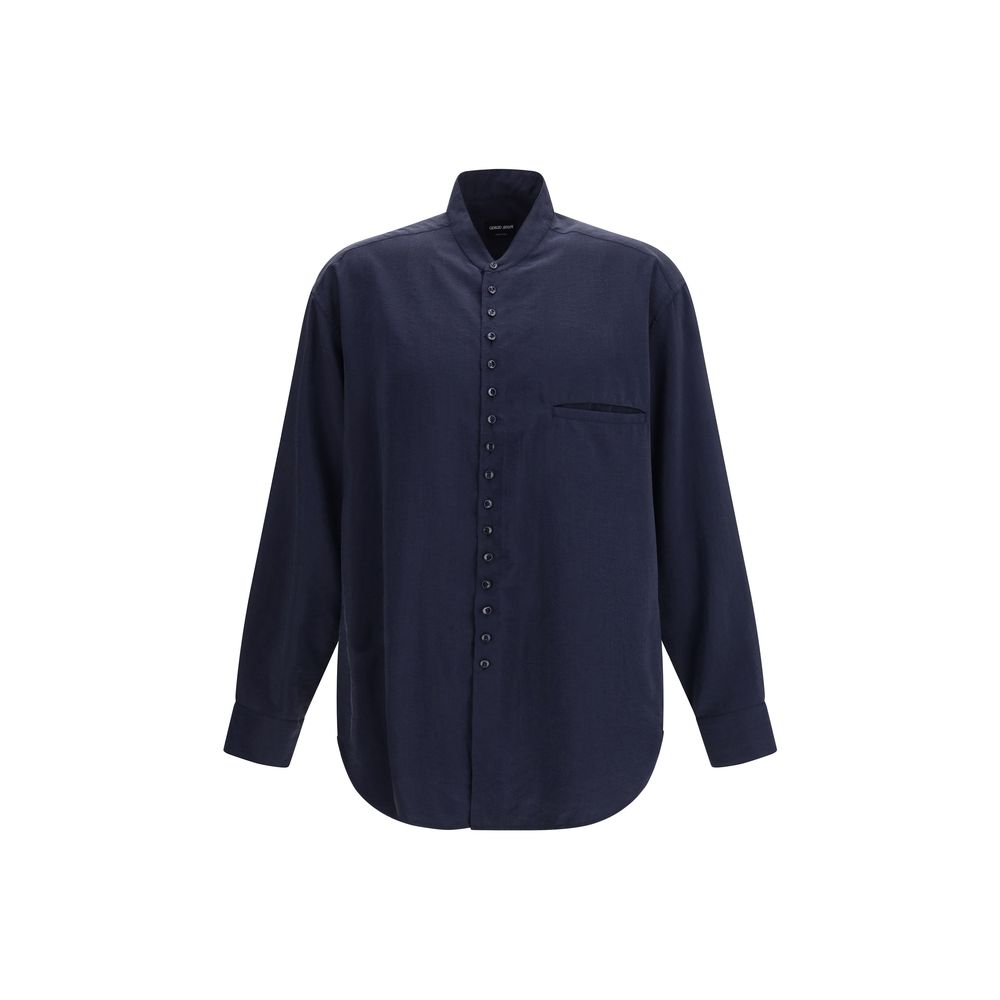 Giorgio Armani Blue Silk Dress Men's Shirt