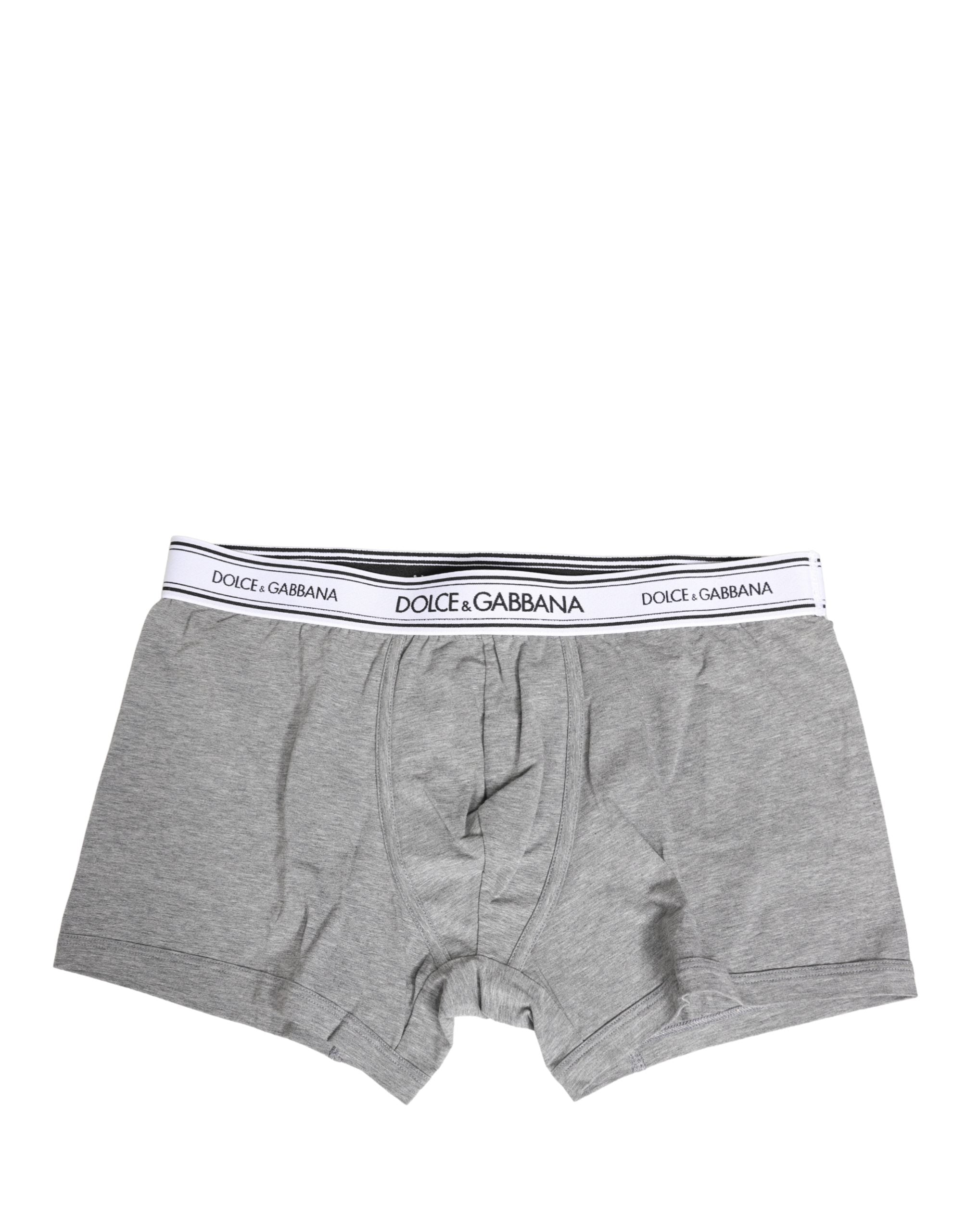 Dolce & Gabbana Gray Logo Waistband Cotton Men Boxer Men's Underwear