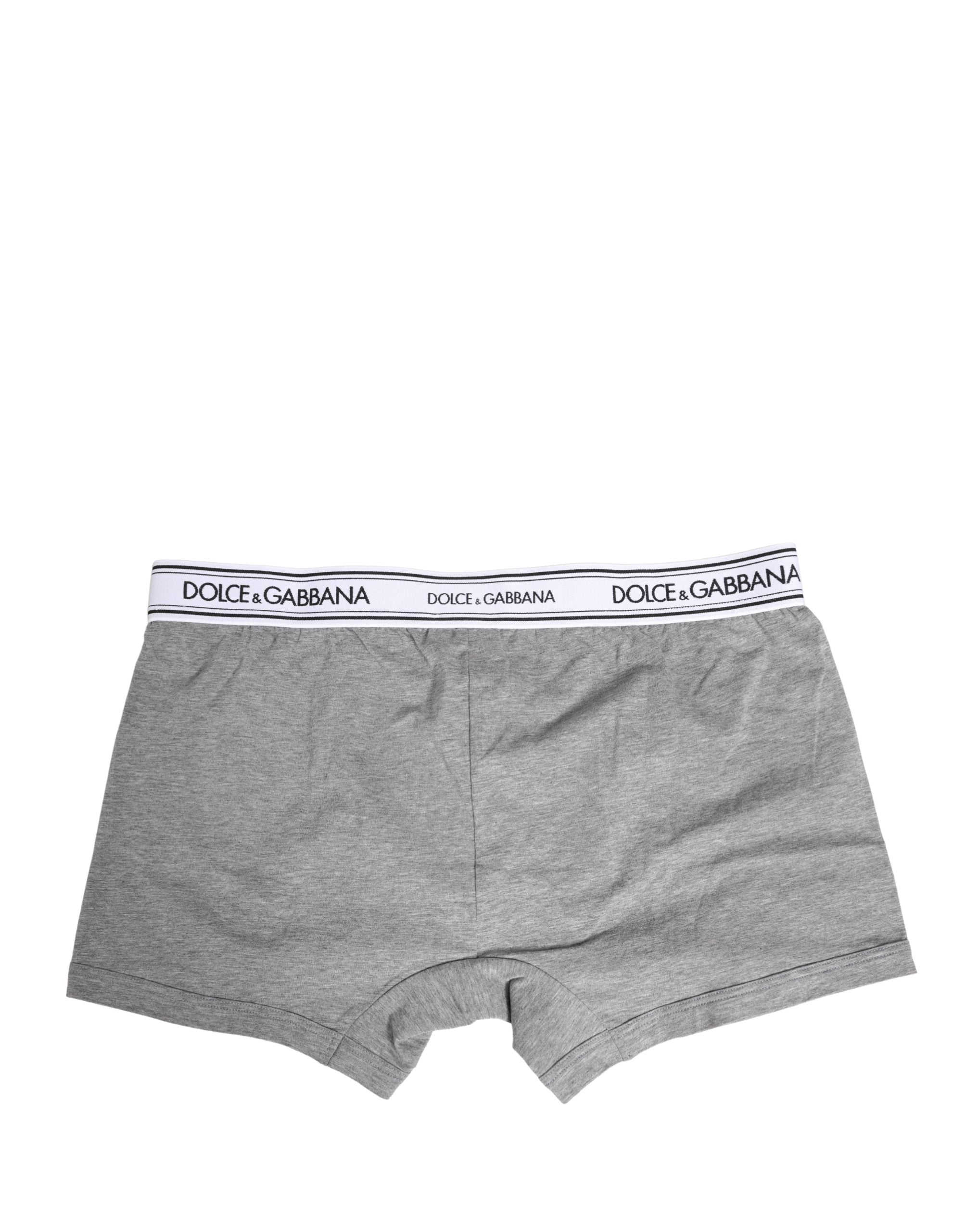 Dolce & Gabbana Gray Logo Waistband Cotton Men Boxer Men's Underwear