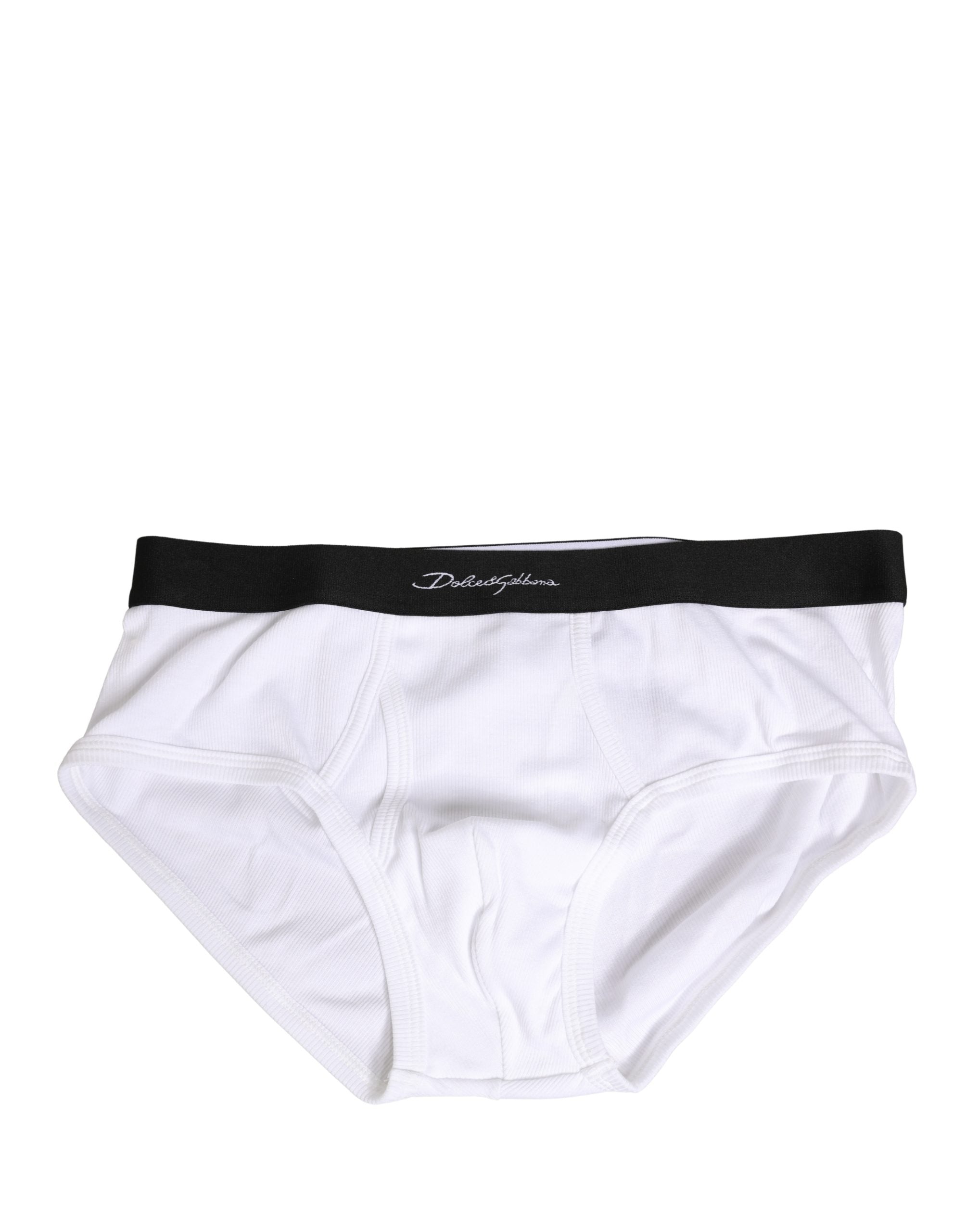 Dolce & Gabbana White Black Logo Waistband Men Brief Men's Underwear