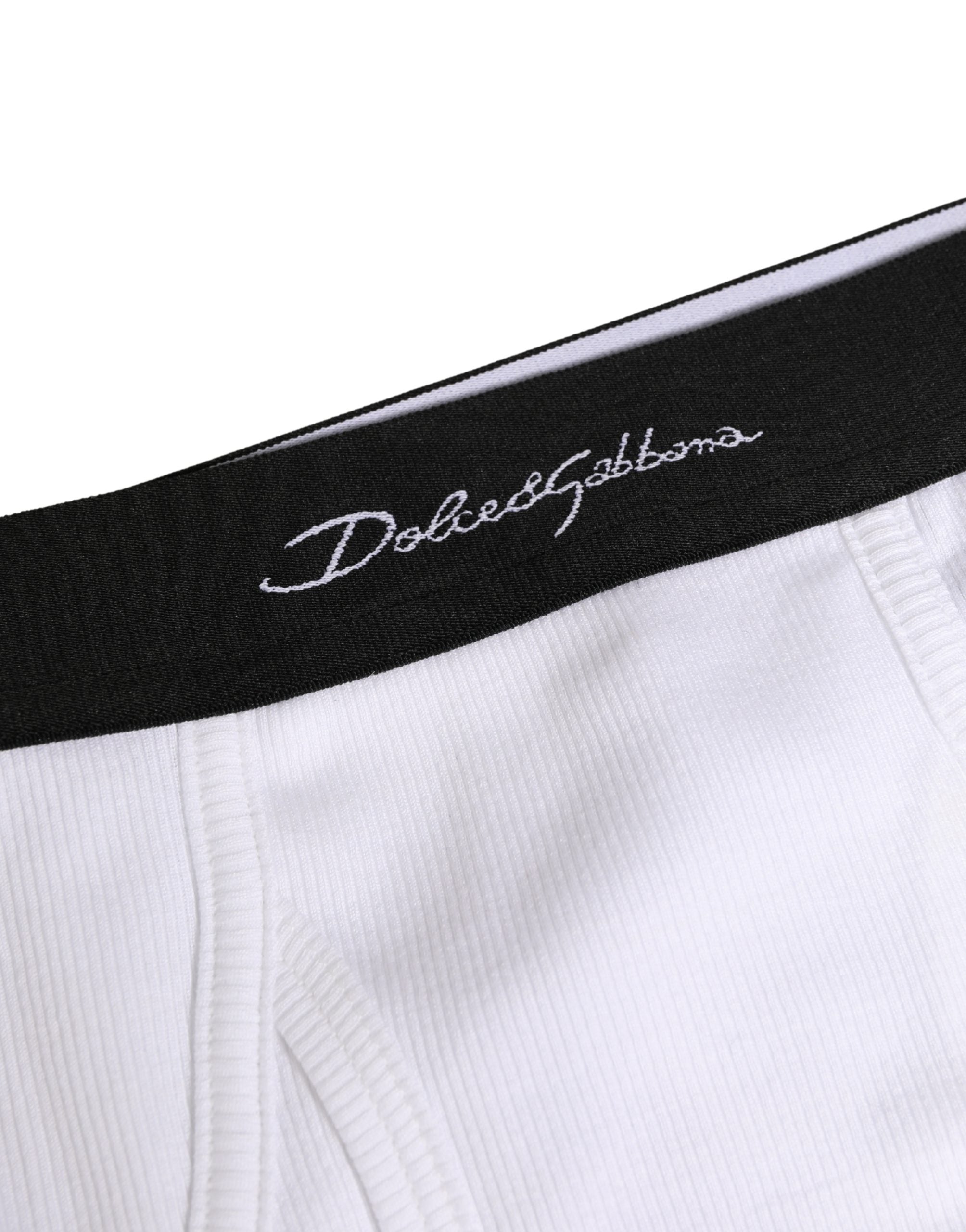 Dolce & Gabbana White Black Logo Waistband Men Brief Men's Underwear