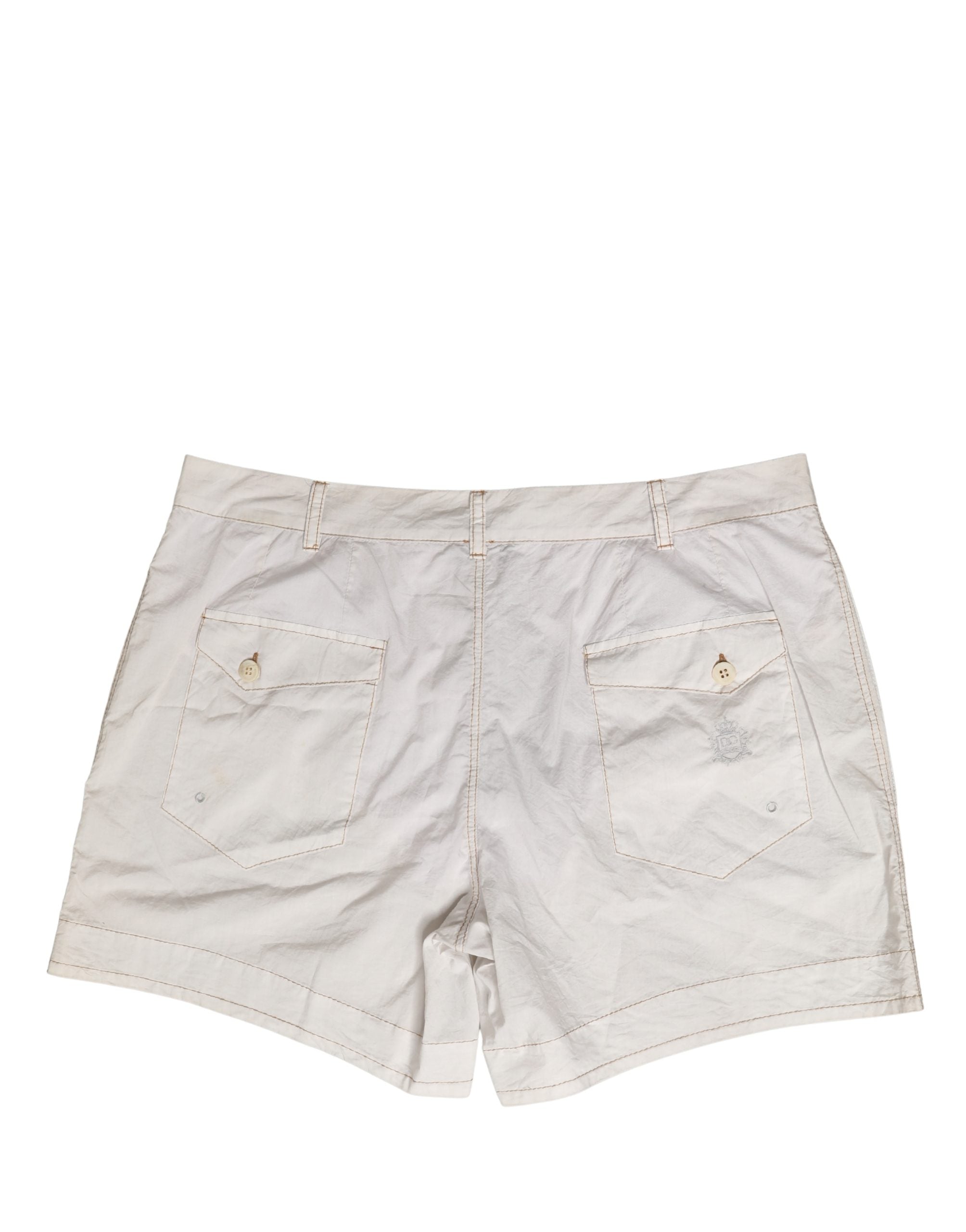 Dolce & Gabbana White Cotton Mid Waist Chino Bermuda Men's Shorts (Pre-Owned)