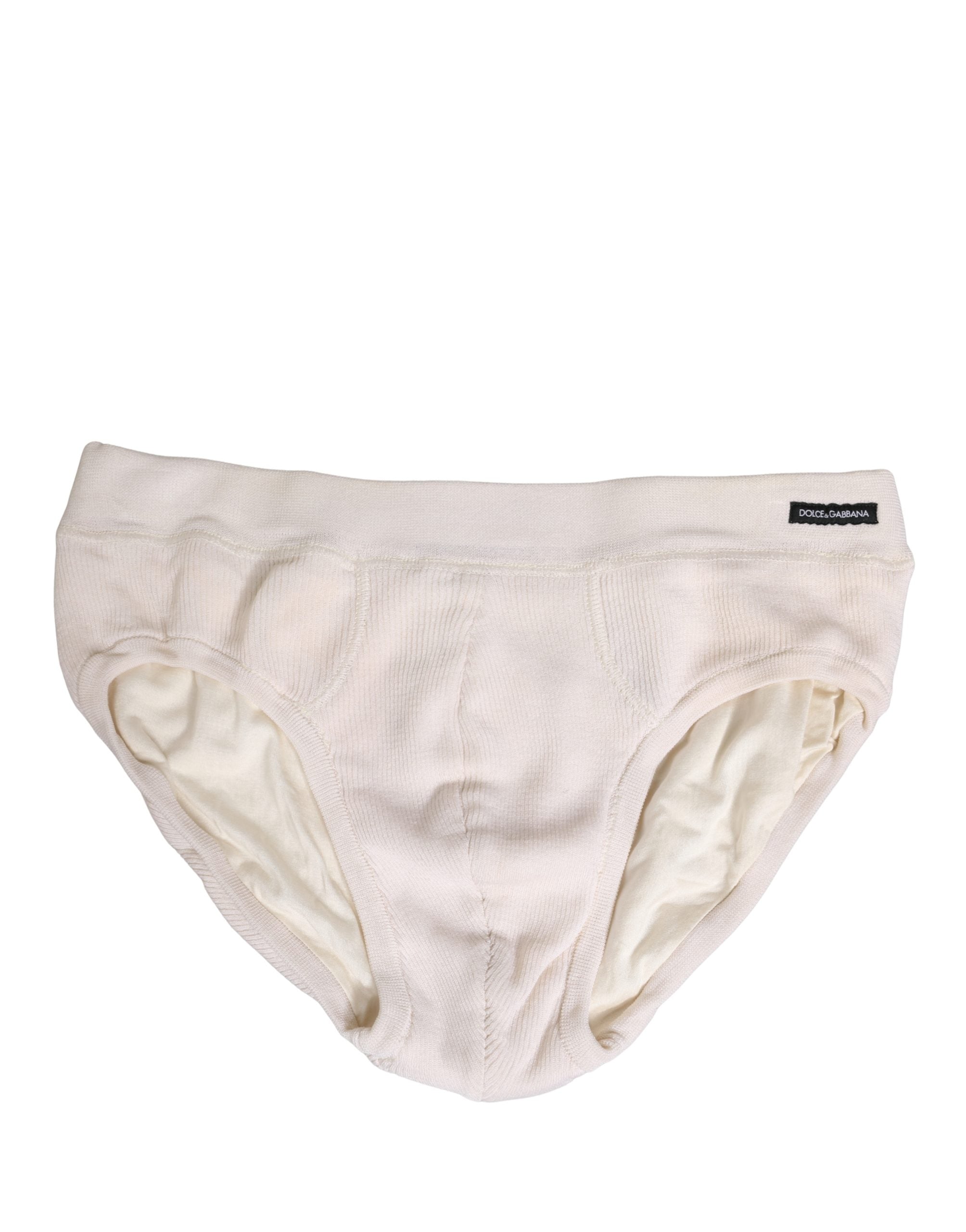 Dolce & Gabbana Off White Logo Silk Men Briefs Men's Underwear (Pre-Owned)