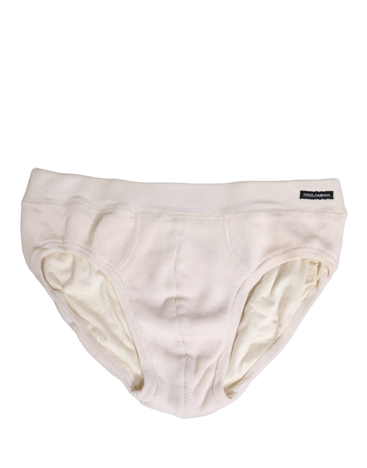 Dolce & Gabbana Off White Logo Silk Men Briefs Men's Underwear (Pre-Owned)