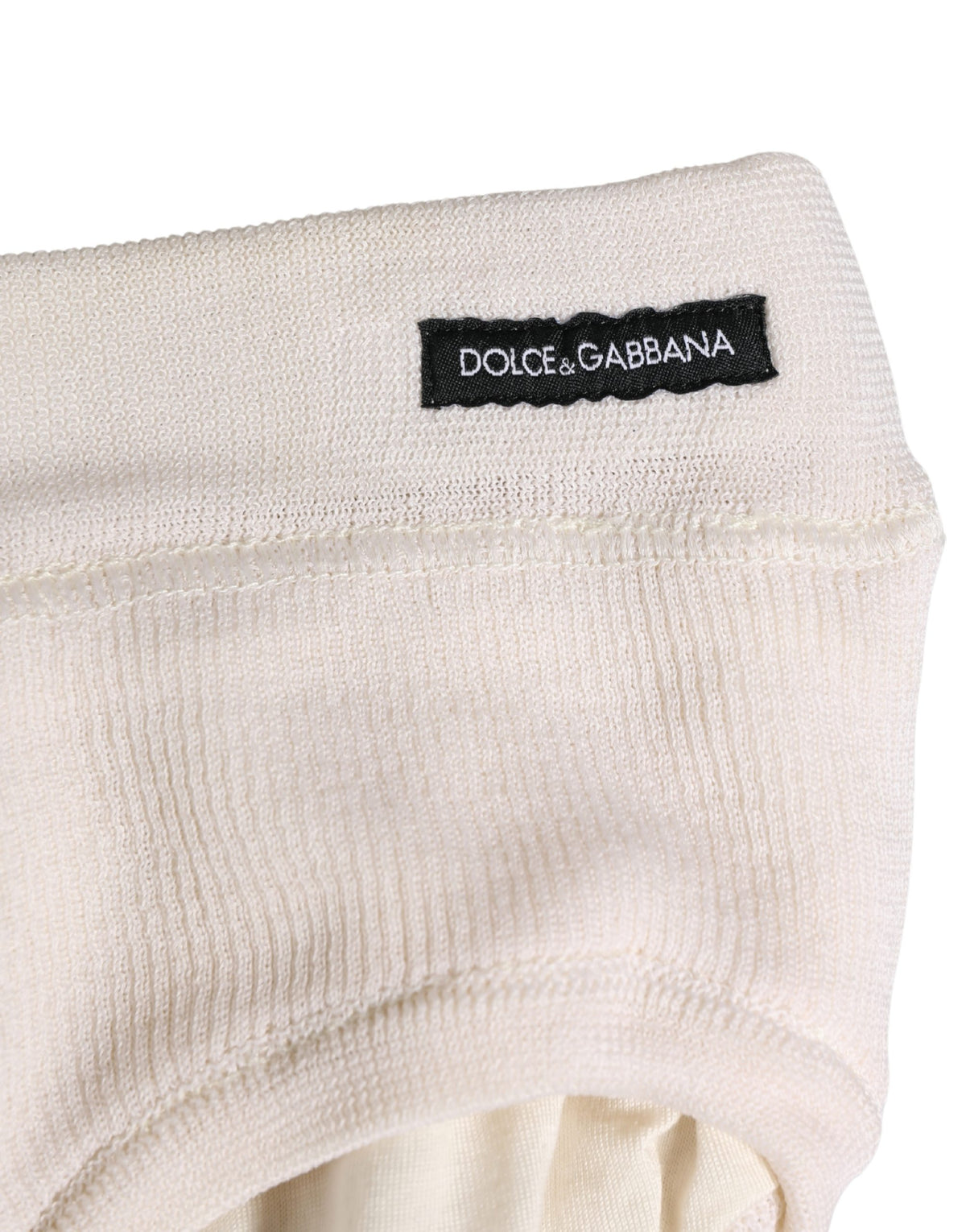 Dolce & Gabbana Off White Logo Silk Men Briefs Men's Underwear (Pre-Owned)