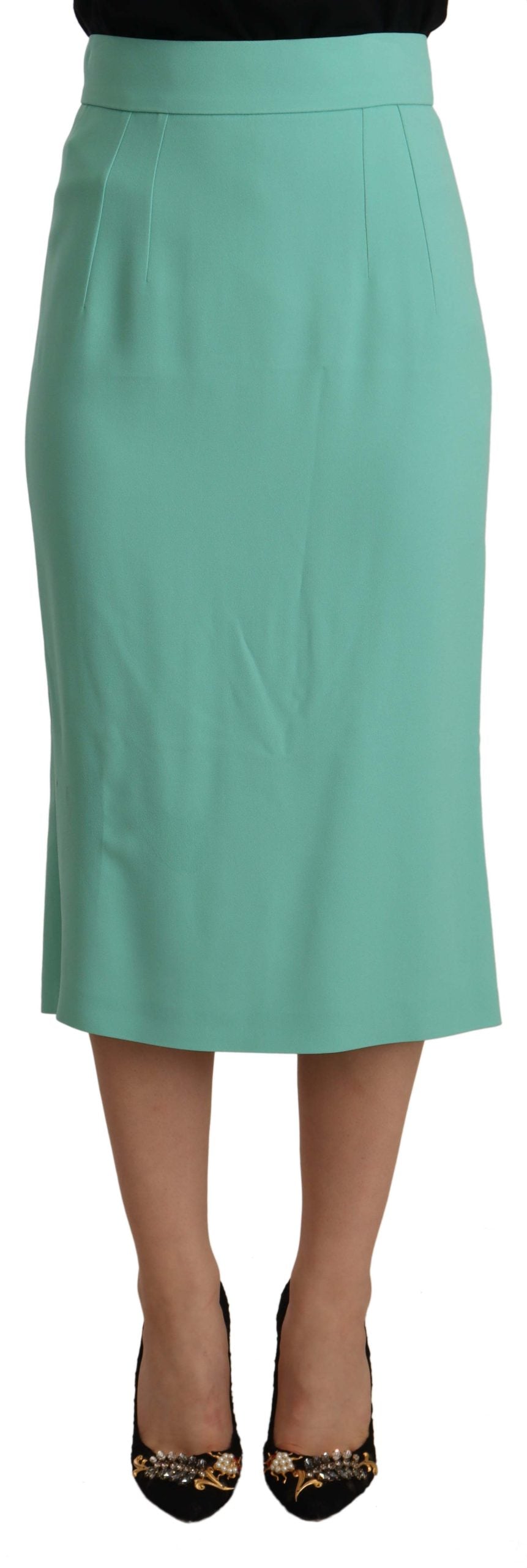 Dolce & Gabbana Mint Green Viscose Pencil Cut Midi Women's Skirt