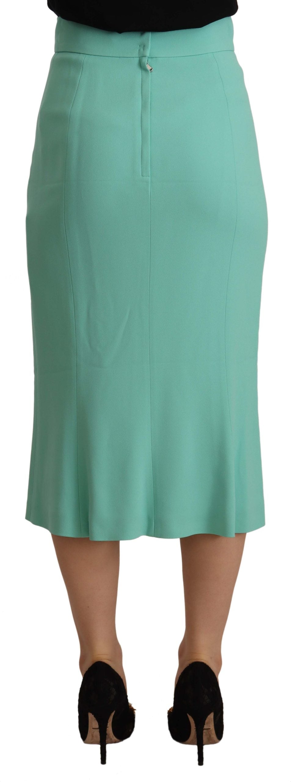 Dolce & Gabbana Mint Green Viscose Pencil Cut Midi Women's Skirt