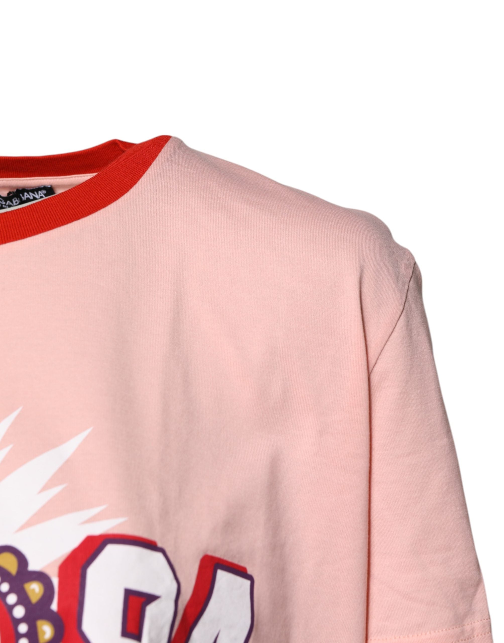 Dolce & Gabbana Pink DG 84 Sacred Heart Print Cotton Women's T-shirt (Pre-Owned)