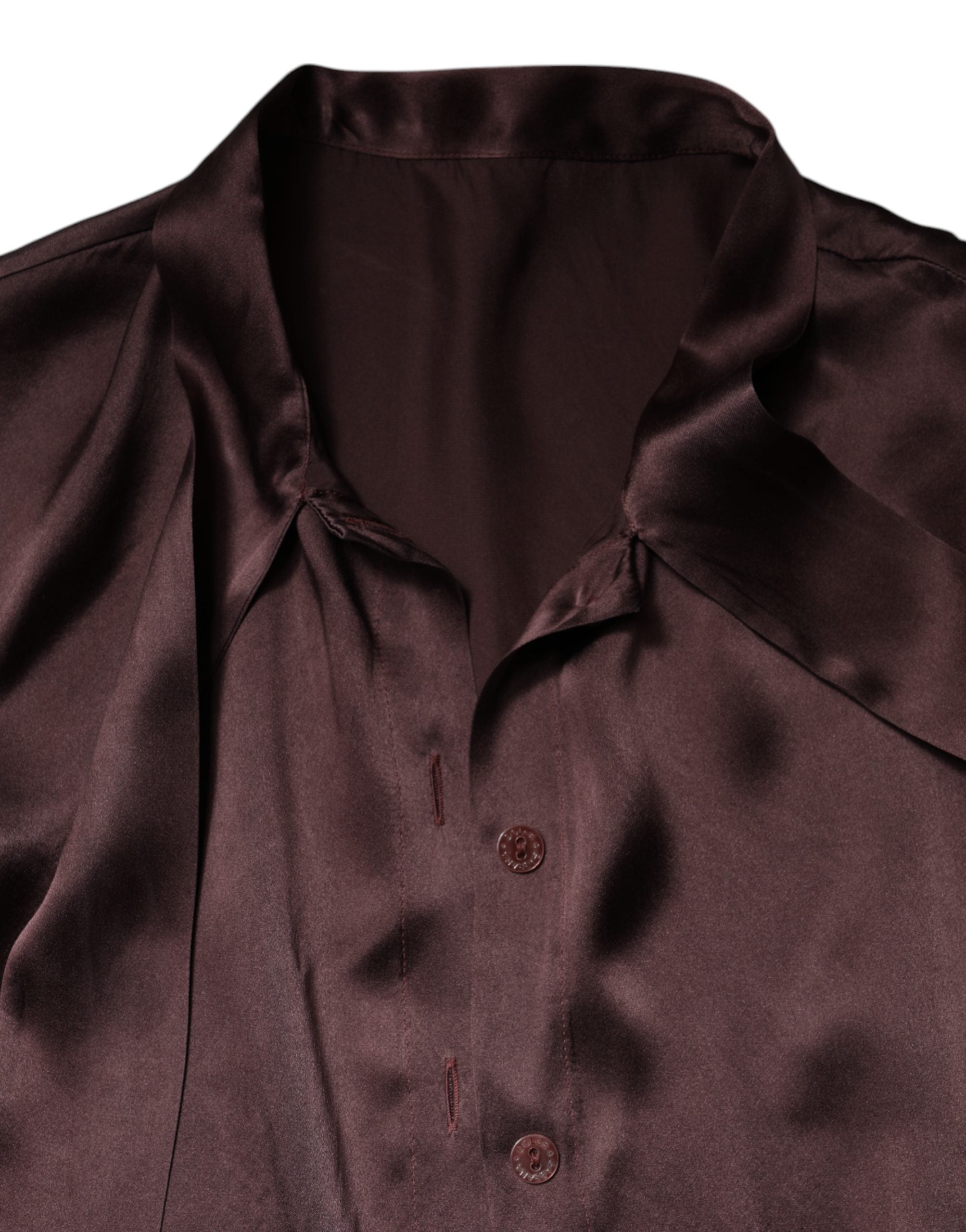 Dolce & Gabbana Violet Satin Long Sleeve Ascot Tie Shirt Women's Top (Pre-Owned)