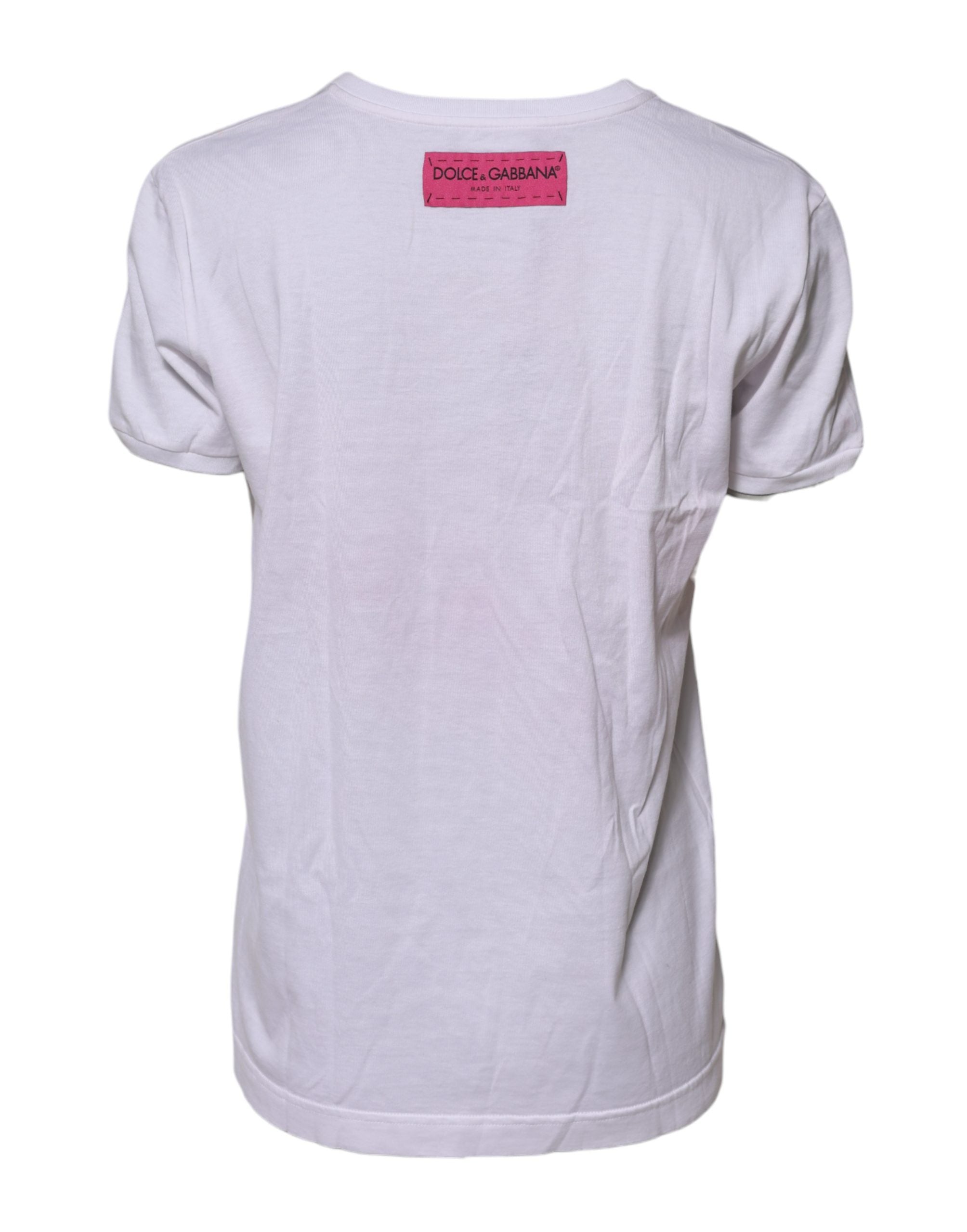 Dolce & Gabbana White D&G Is Flowers Embellished Women's T-shirt (Pre-Owned)