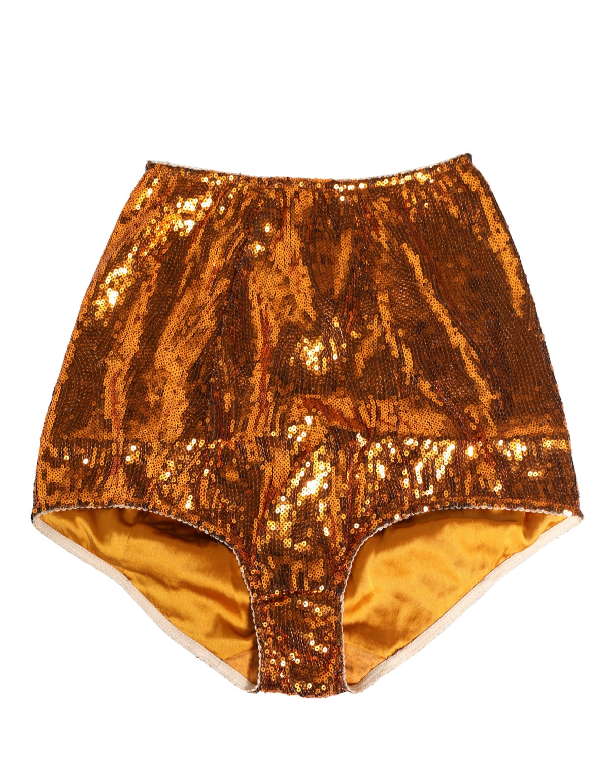 Dolce & Gabbana Orange Sequin Nylon High Waist Girdle Women's Underwear