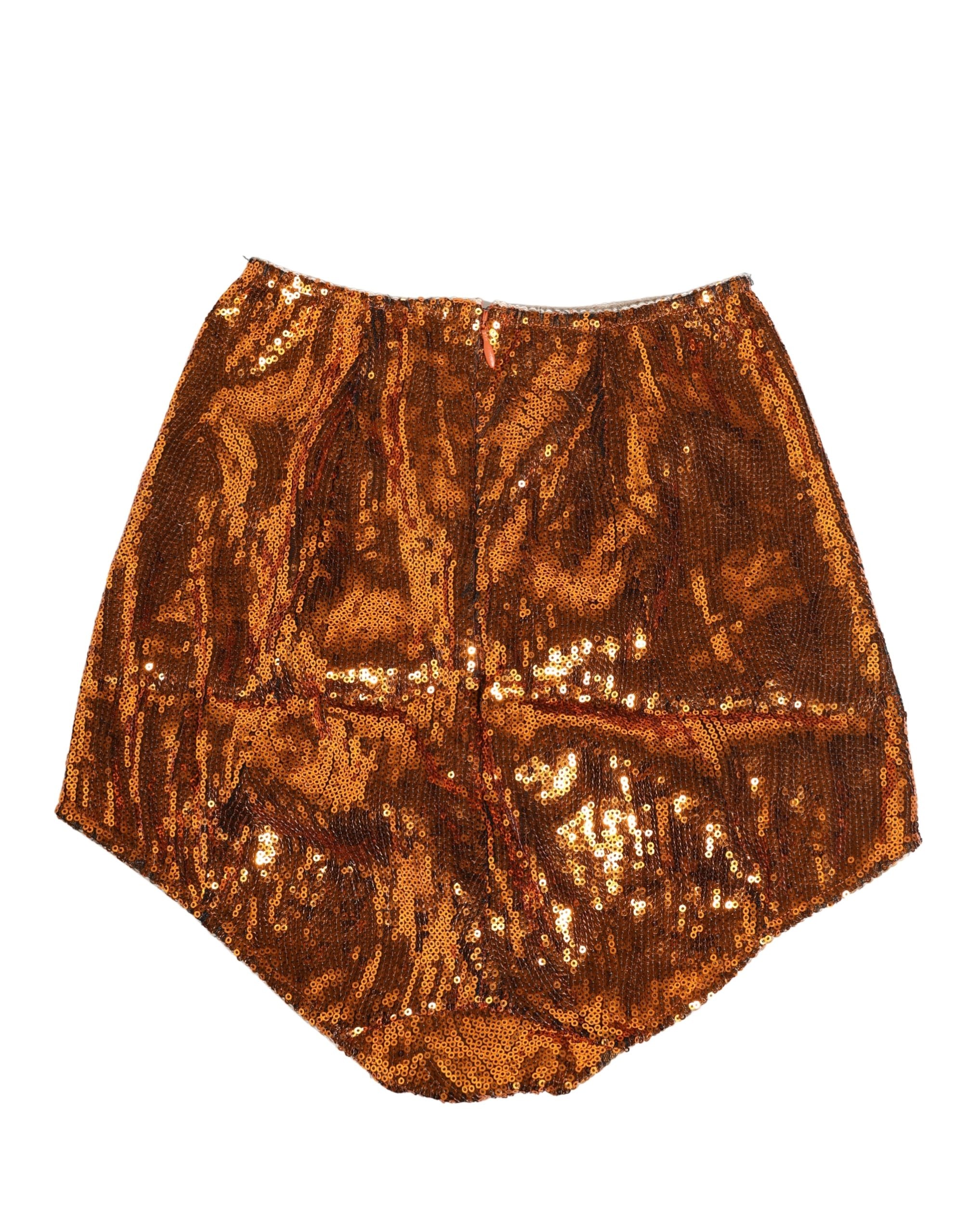 Dolce & Gabbana Orange Sequin Nylon High Waist Girdle Women's Underwear