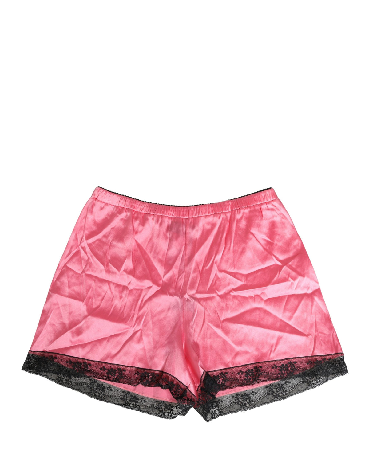 Dolce & Gabbana Pink Silk Satin Lace Trim Pajama Shorts Women's Sleepwear