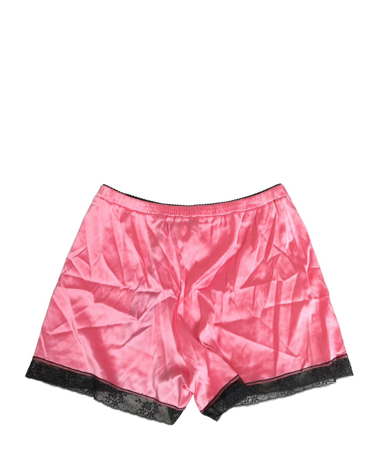 Dolce & Gabbana Pink Silk Satin Lace Trim Pajama Shorts Women's Sleepwear