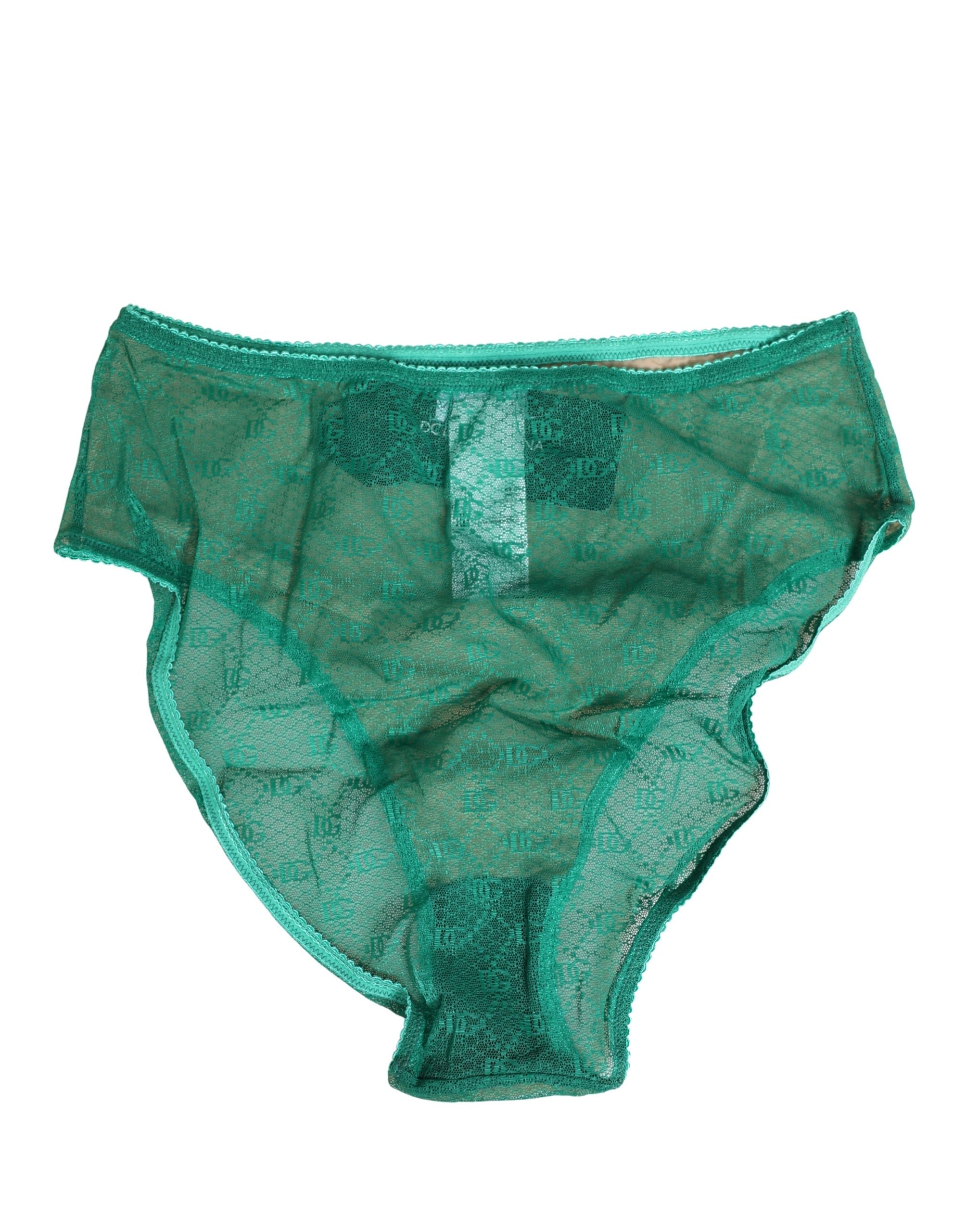 Dolce & Gabbana Green Lace Nylon DG Lingerie Panty Brief Women's Underwear