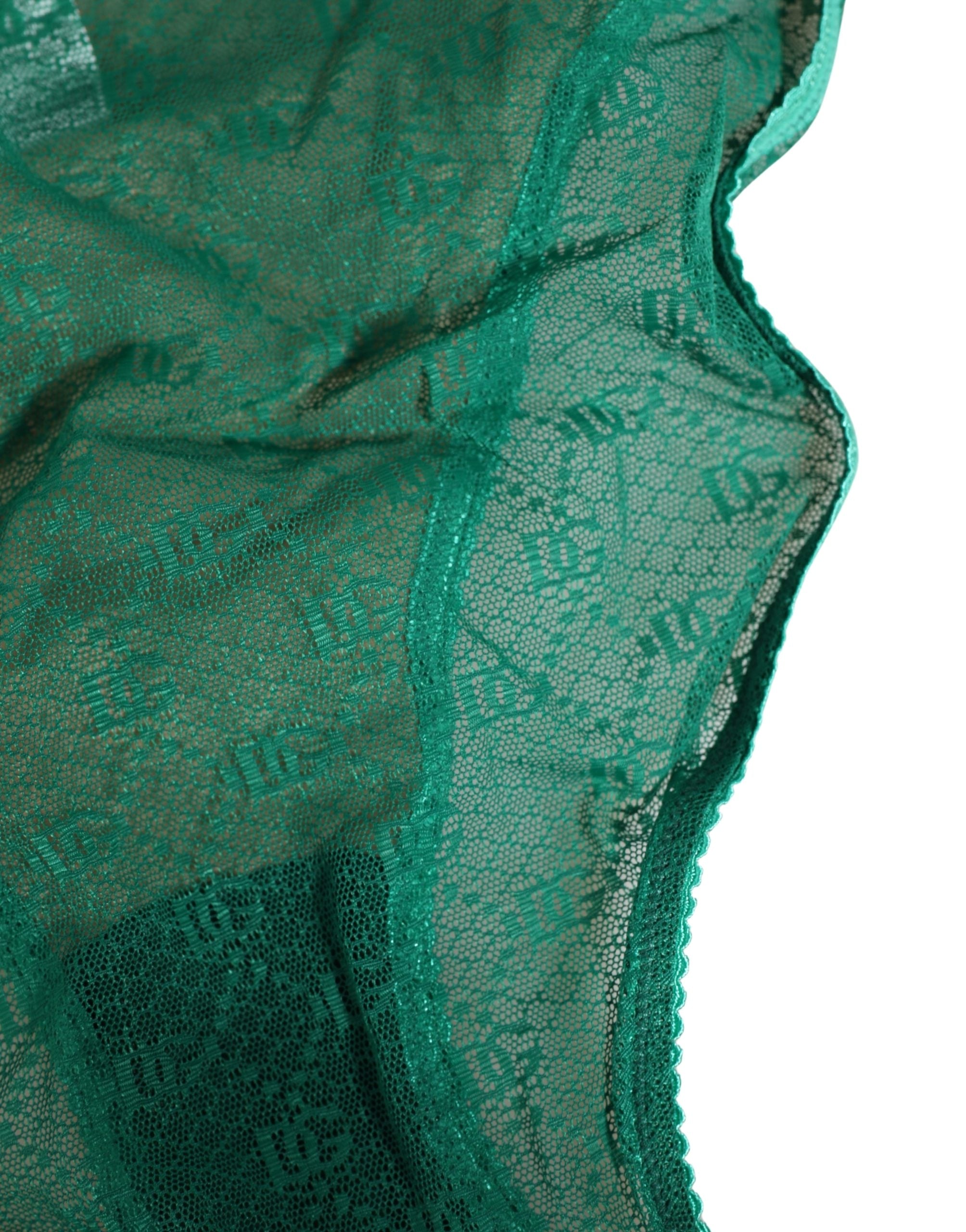 Dolce & Gabbana Green Lace Nylon DG Lingerie Panty Brief Women's Underwear