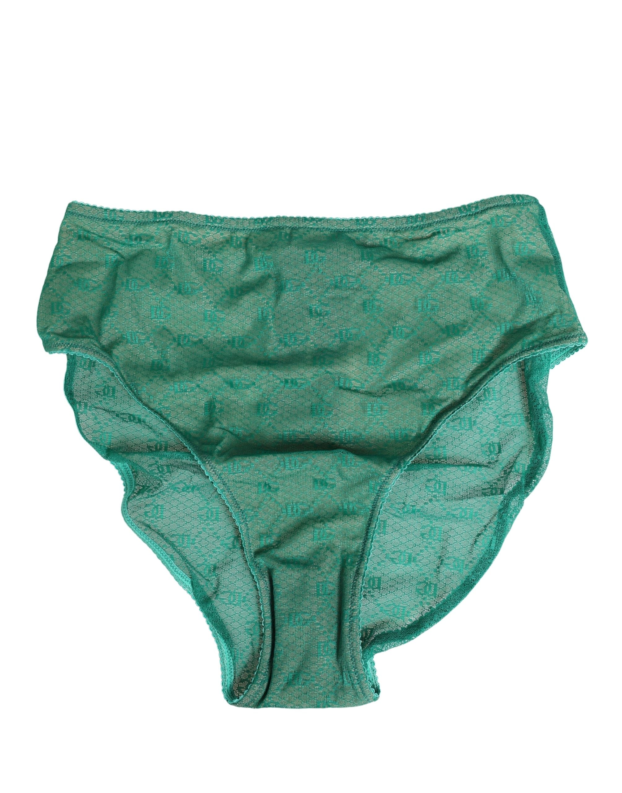 Dolce & Gabbana Green Lace Nylon DG Lingerie Panty Brief Women's Underwear
