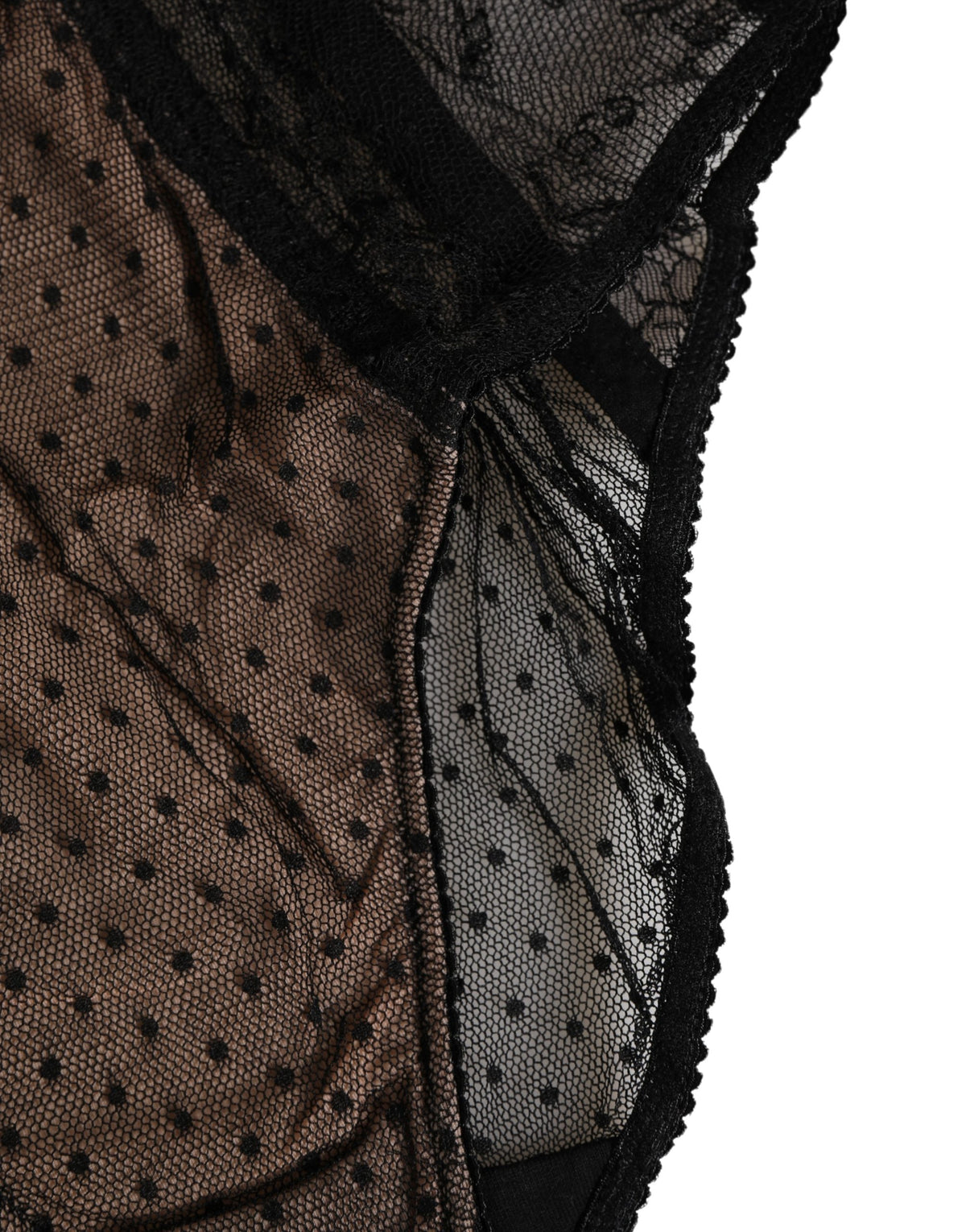 Dolce & Gabbana Black Sheer Polka Dot Lace High Waist Brief Women's Underwear