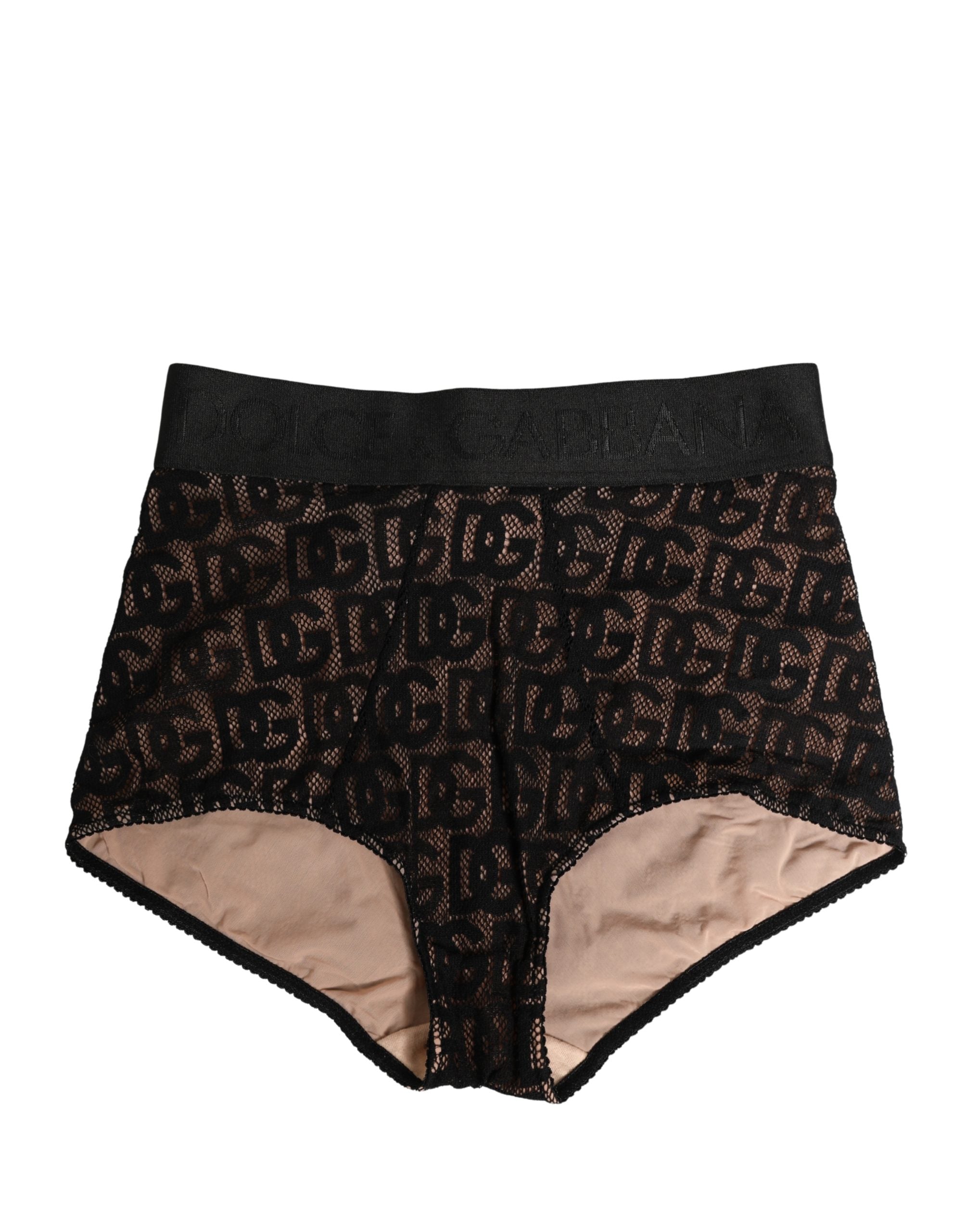 Dolce & Gabbana Black Cotton DG Logo High Waist Girdle Women's Underwear