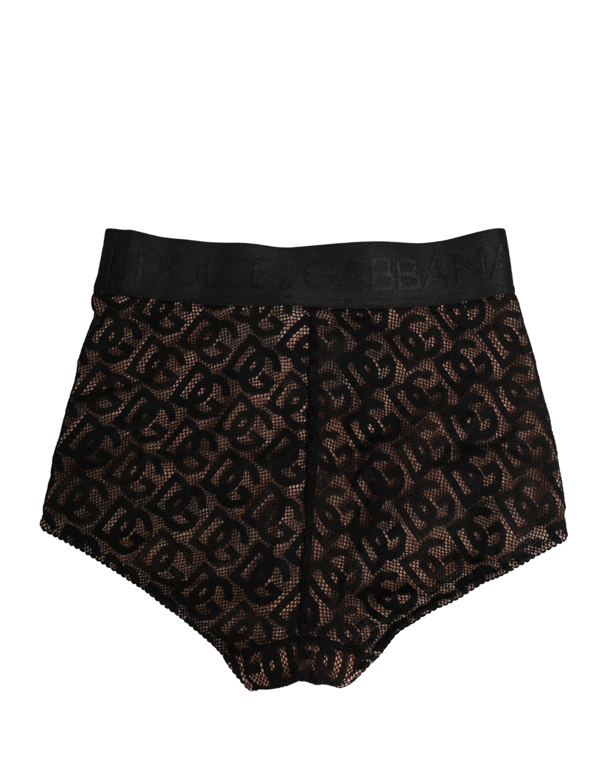 Dolce & Gabbana Black Cotton DG Logo High Waist Girdle Women's Underwear