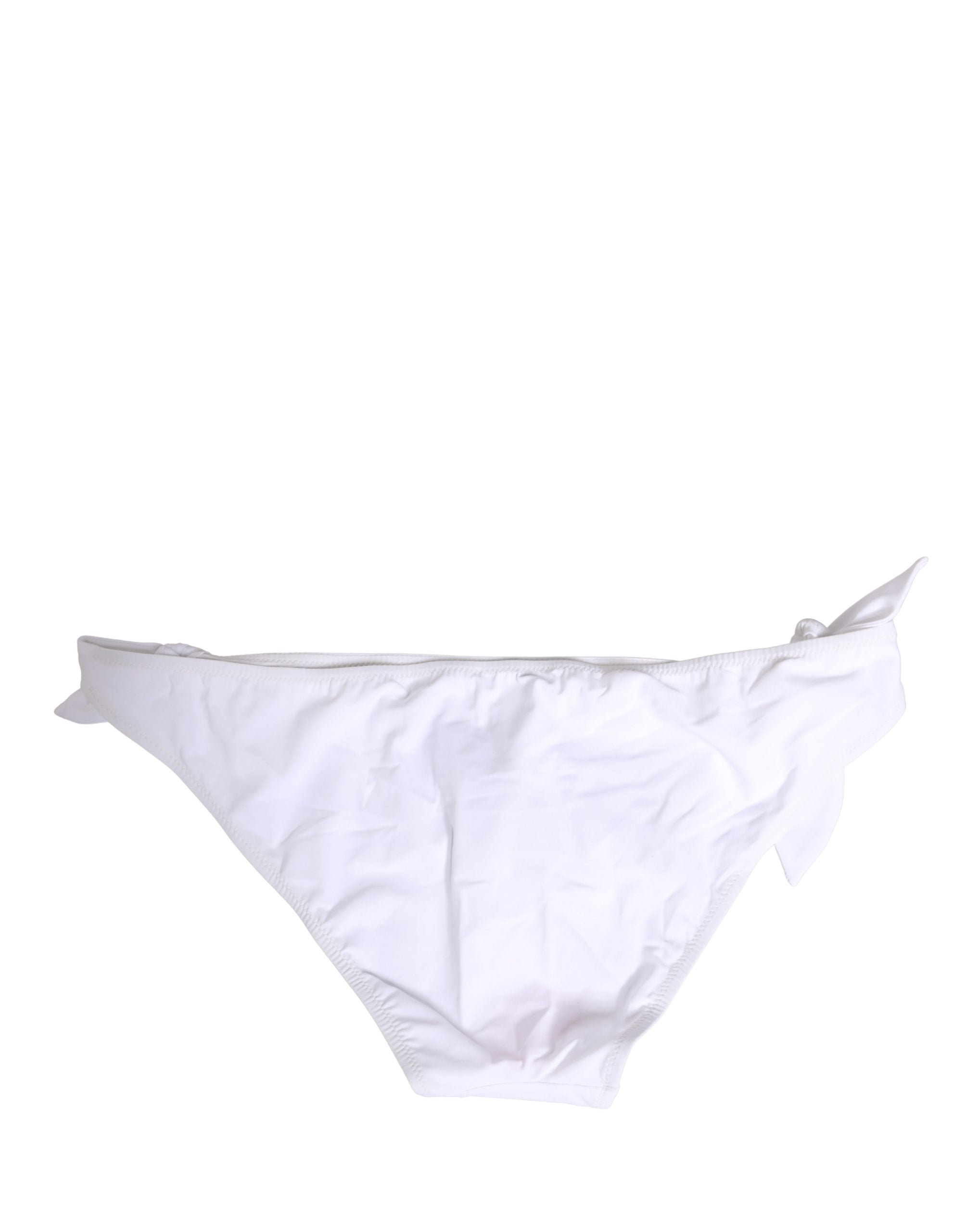 Dolce & Gabbana White Nylon DG Logo Plaque Bikini Bottom Women's Swimwear