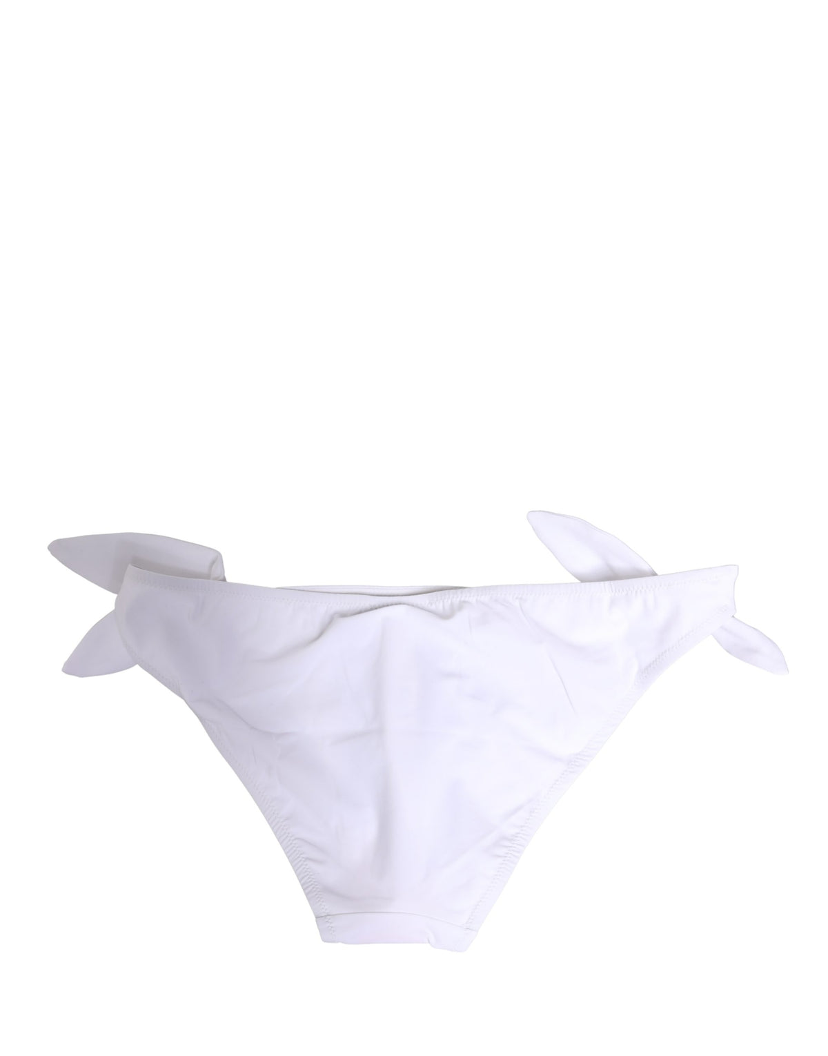 Dolce & Gabbana White Nylon DG Logo Plaque Bikini Bottom Women's Swimwear